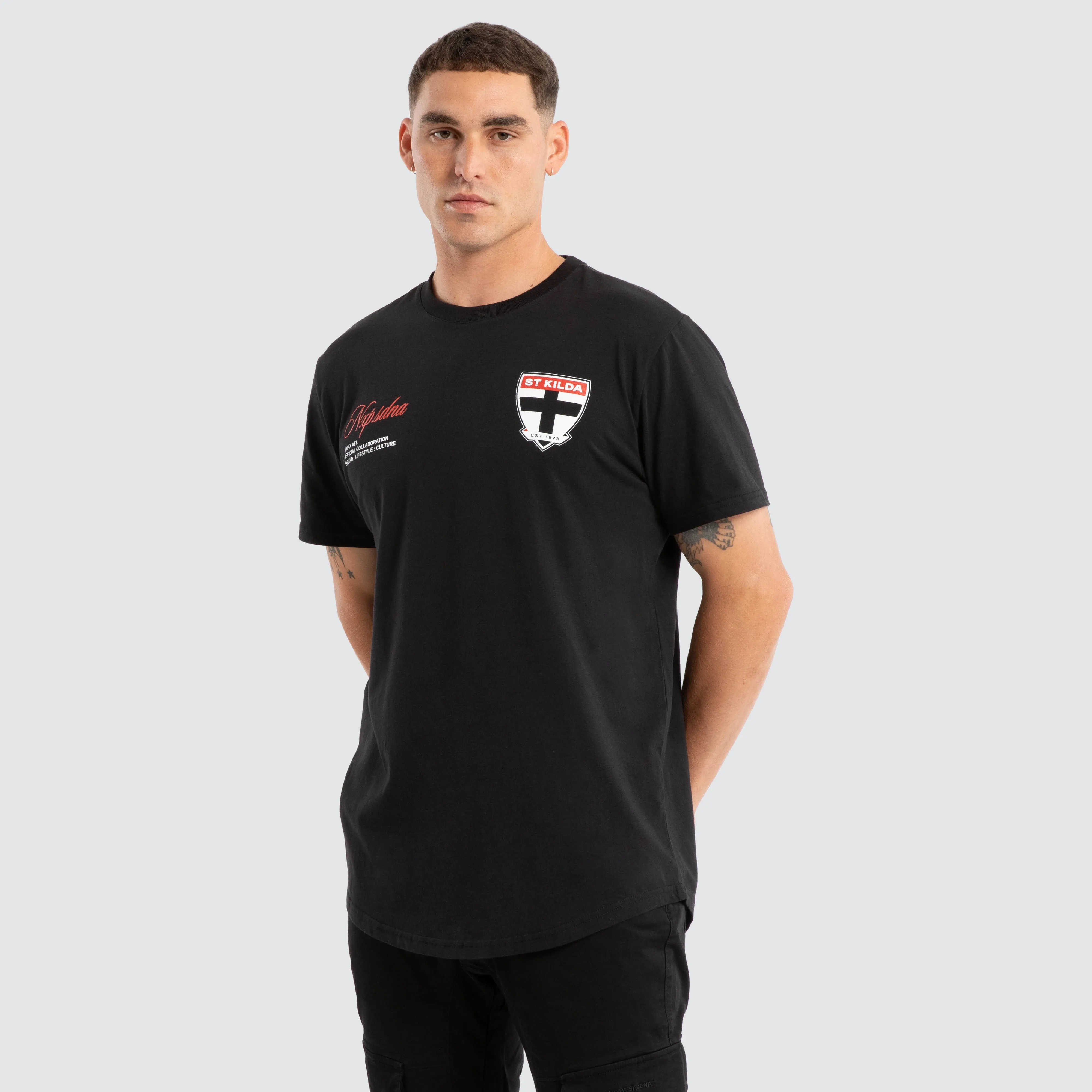 St Kilda Saints AFL Prime Tee Jet Black sold by Nena and Pasadena product image thumbnail 4