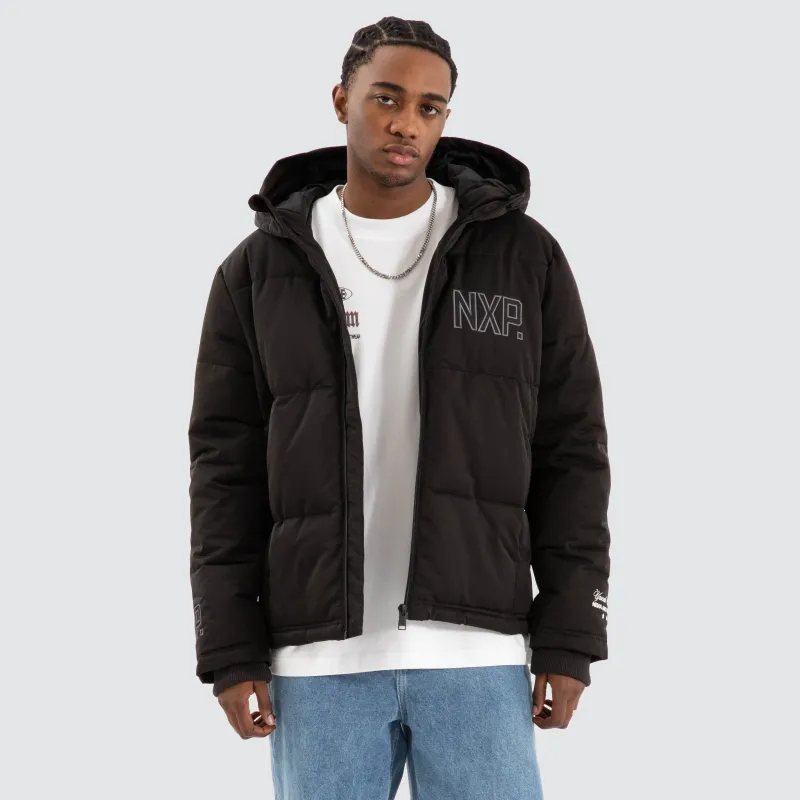 Burden Hooded Puffer Jet black sold by Nena and Pasadena