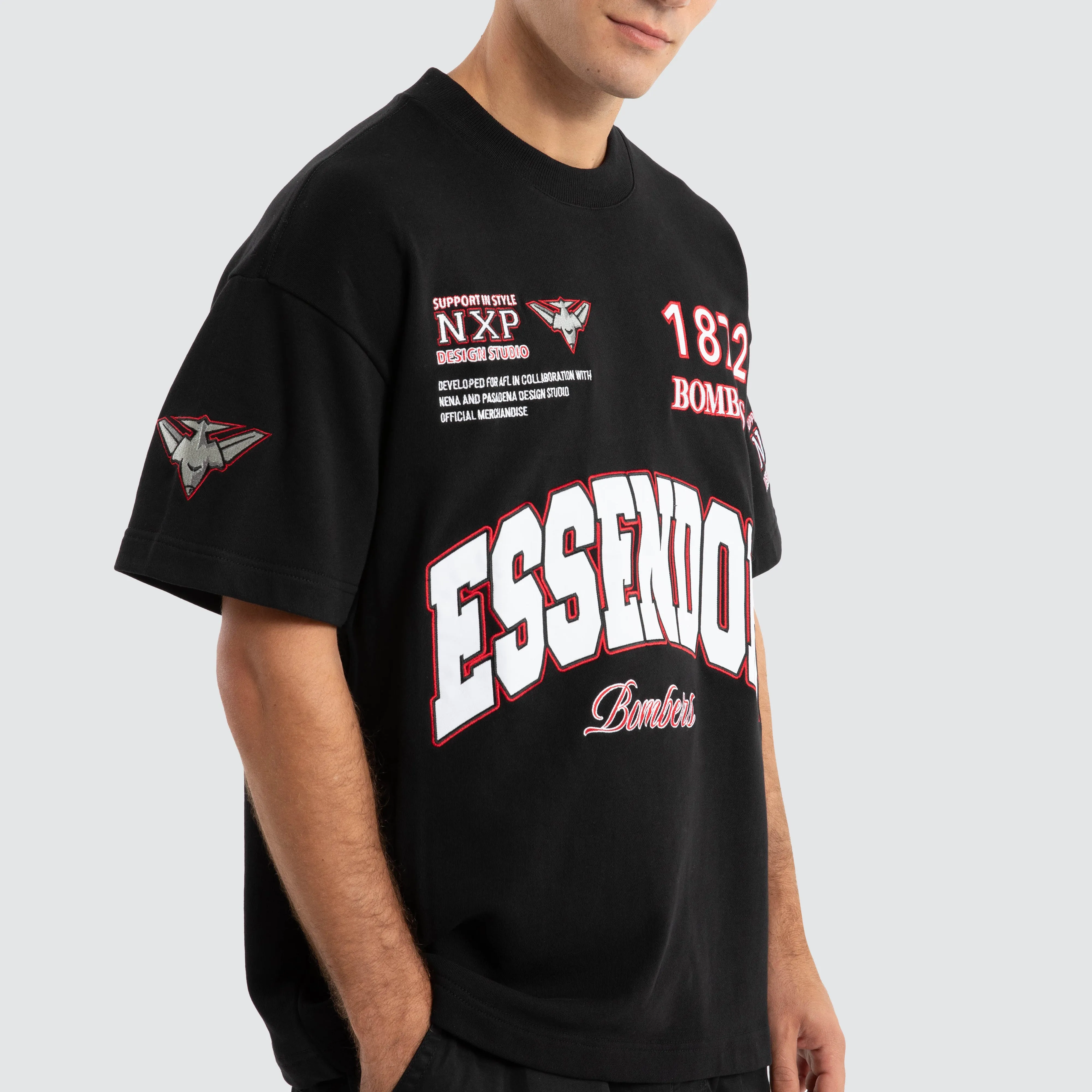Essendon Bombers AFL Academy Tee Jet Black sold by Nena and Pasadena product image thumbnail 5