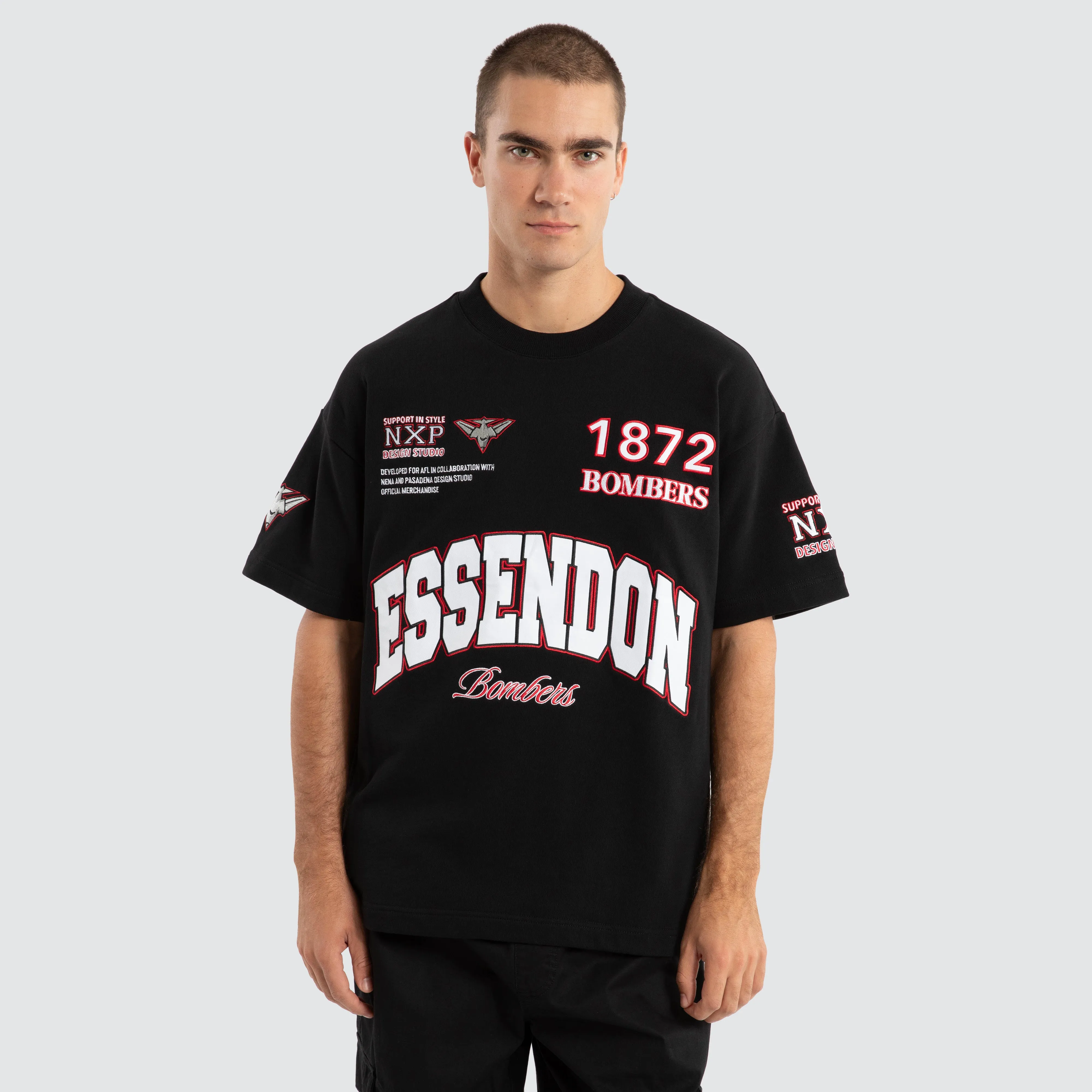 Essendon Bombers AFL Academy Tee Jet Black sold by Nena and Pasadena