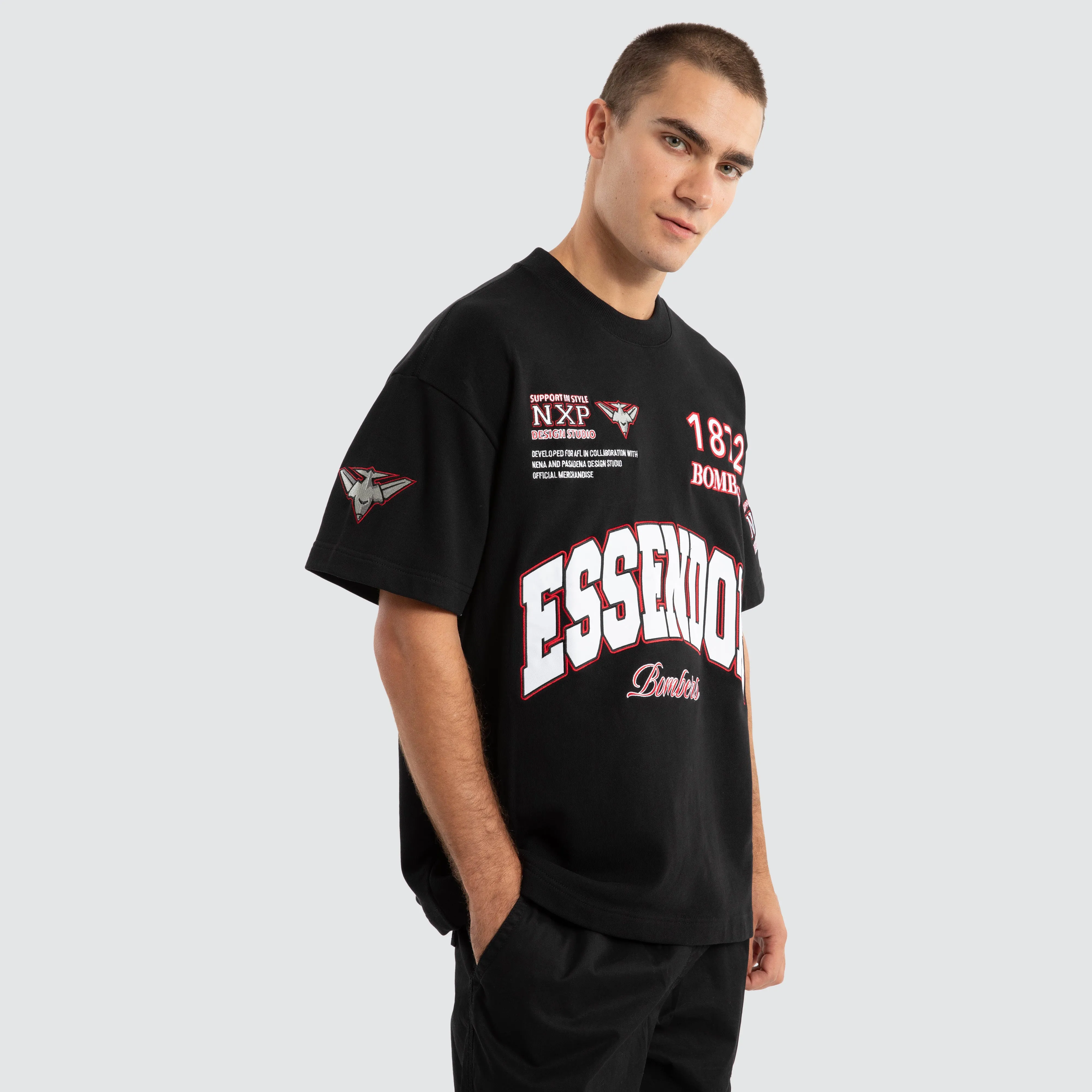 Essendon Bombers AFL Academy Tee Jet Black sold by Nena and Pasadena product image thumbnail 4