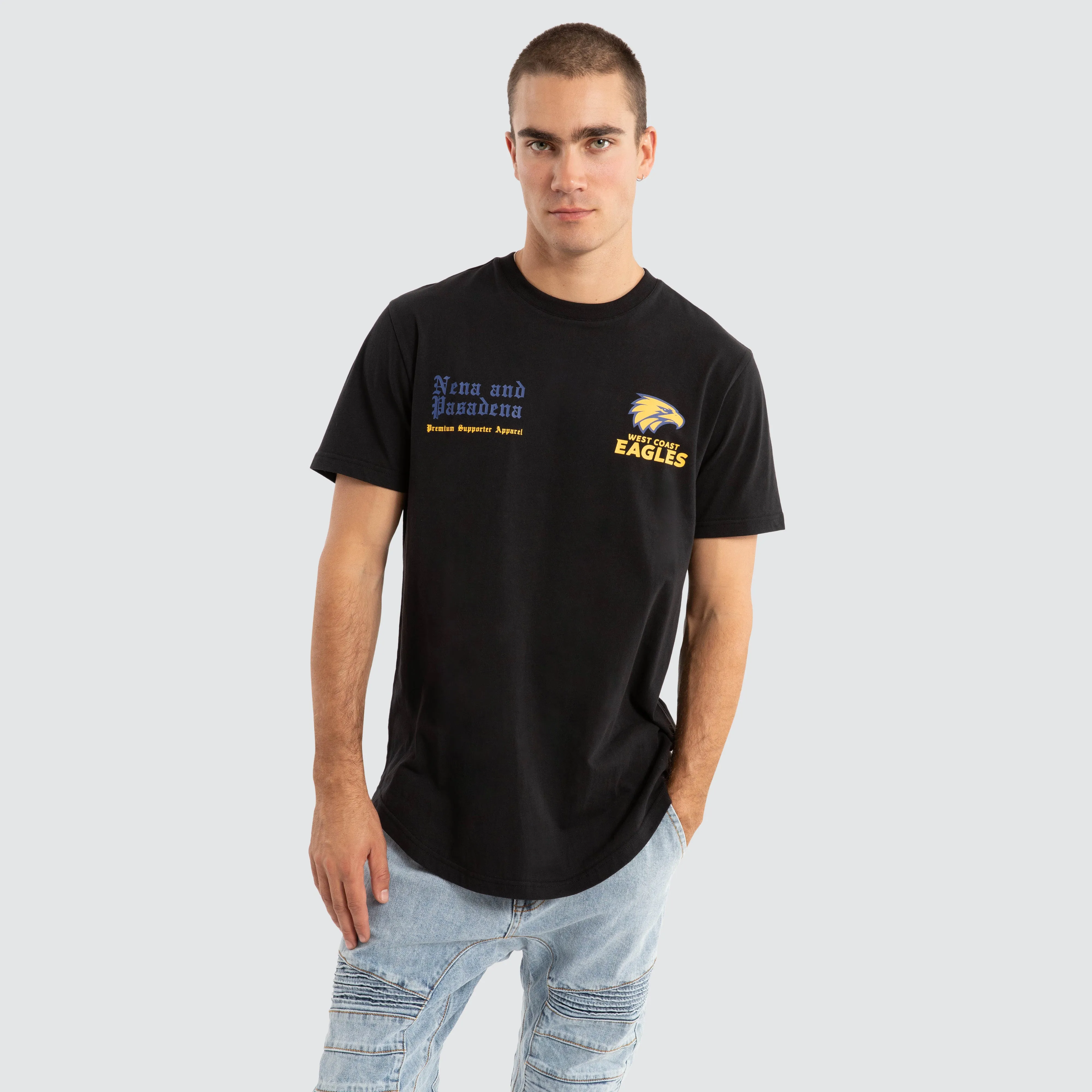 West Coast Eagles AFL Vert Tee Jet Black sold by Nena and Pasadena product image thumbnail 2