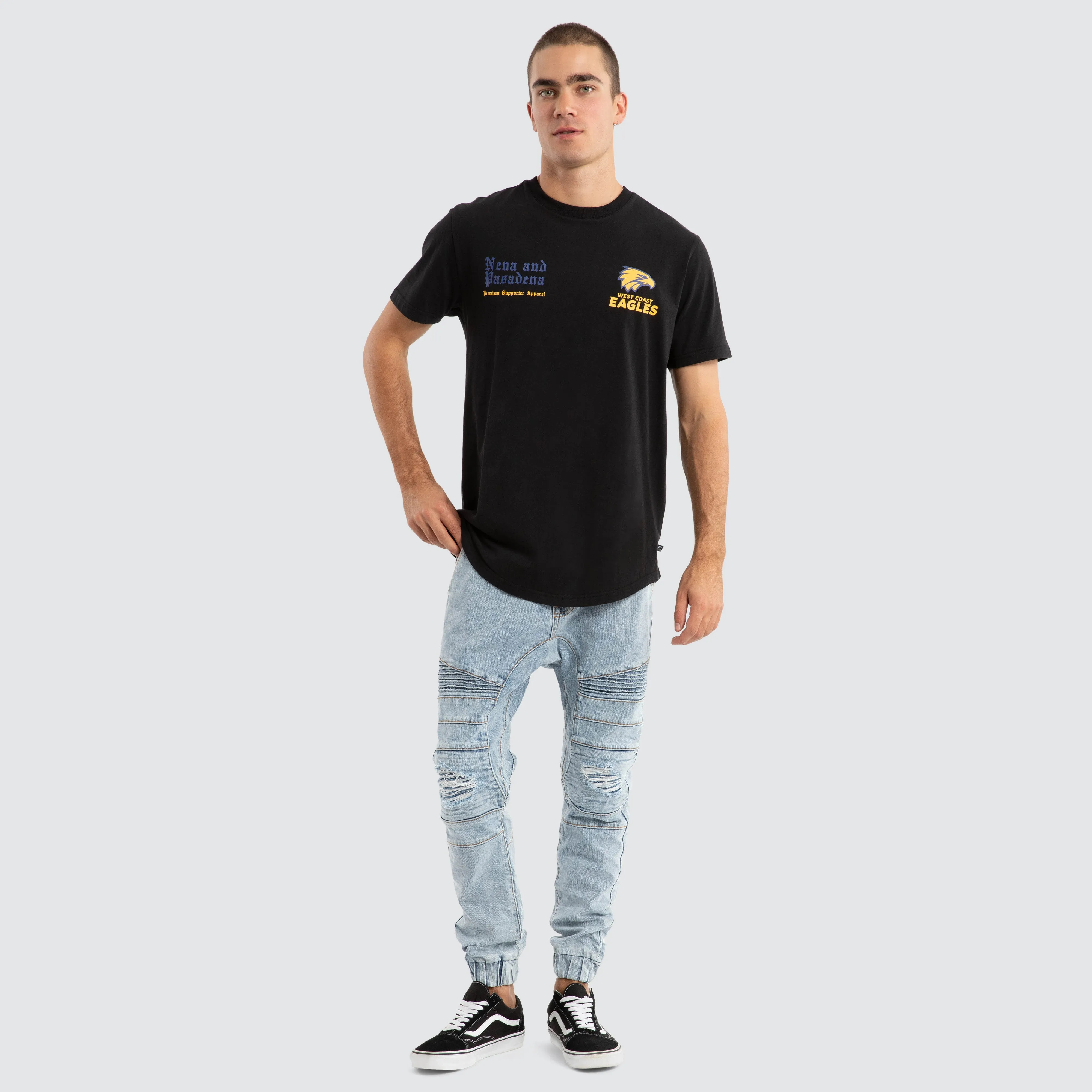 West Coast Eagles AFL Vert Tee Jet Black sold by Nena and Pasadena product image thumbnail 3
