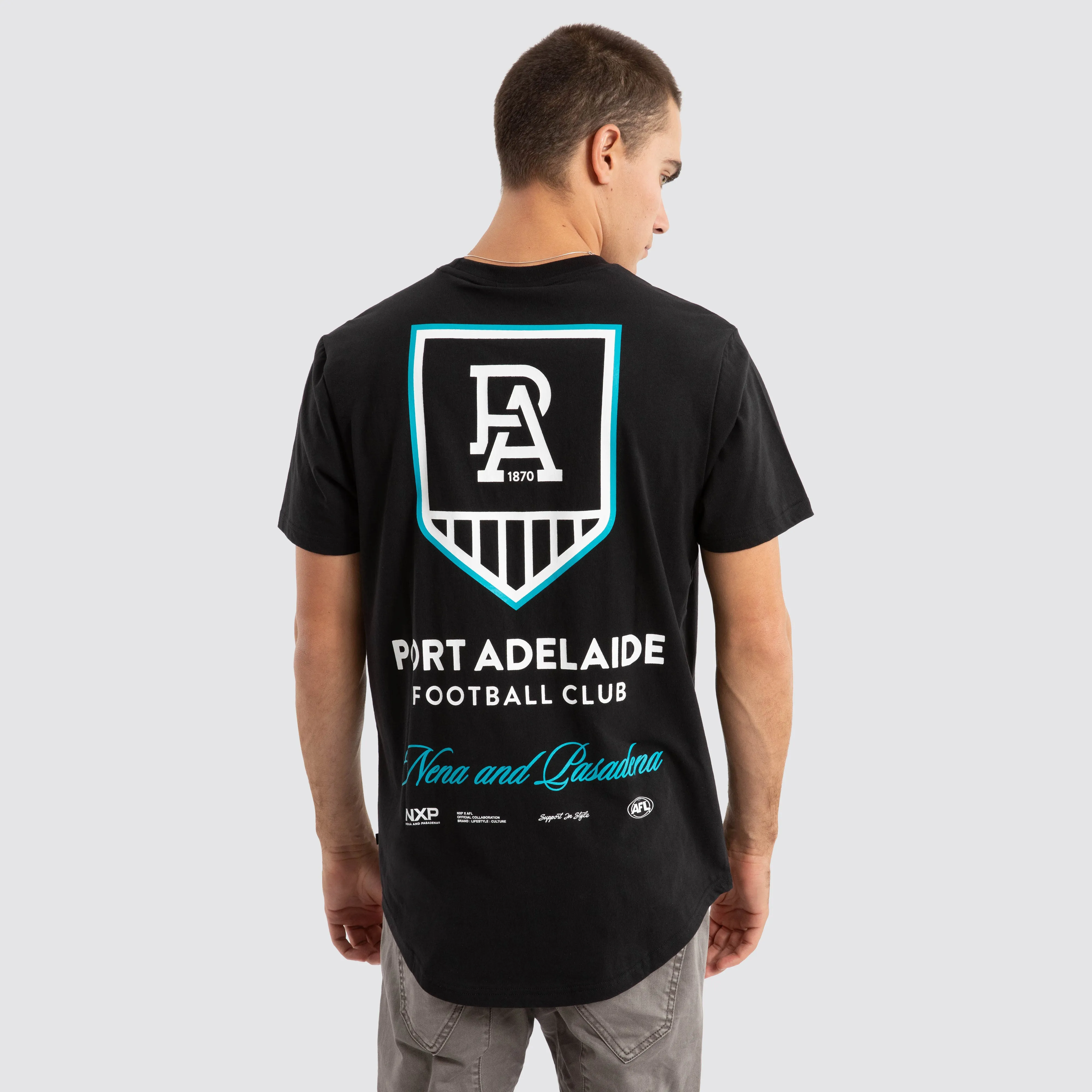 Port Adelaide Power AFL Prime Tee Jet Black sold by Nena and Pasadena