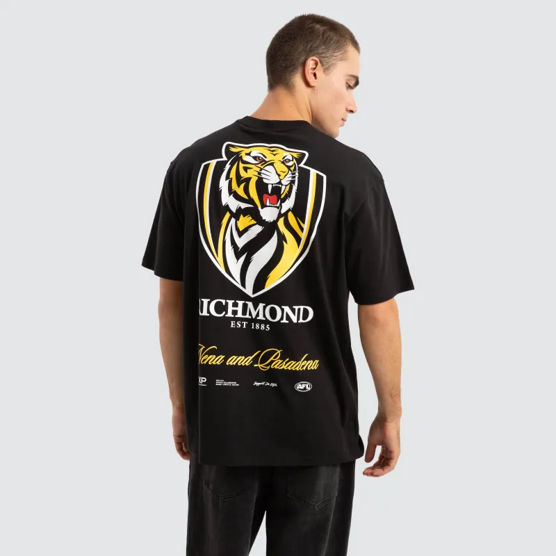 Richmond Tigers AFL Season Tee Jet Black sold by Nena and Pasadena
