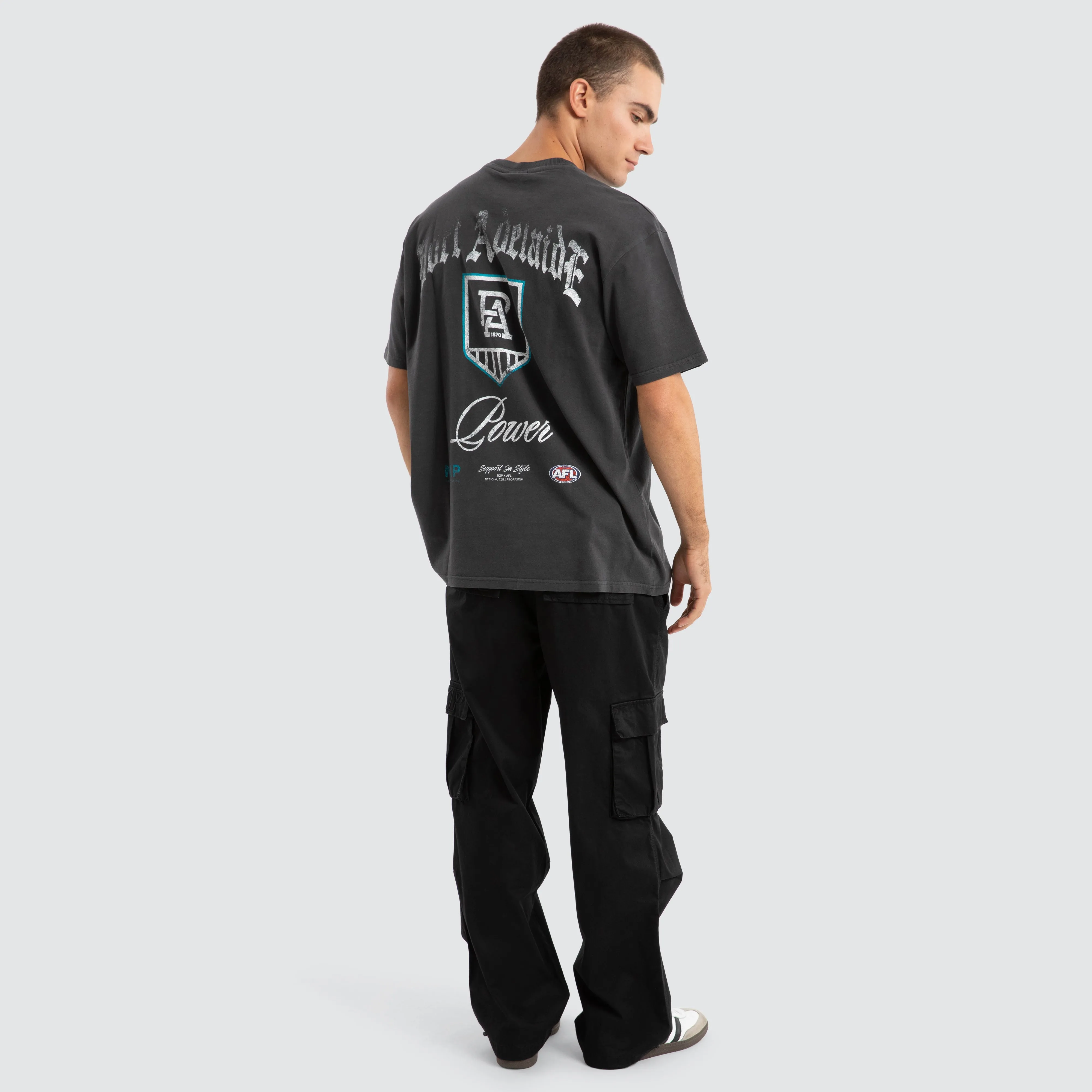 Port Adelaide Power AFL Vintage Goth Tee Pigment Asphalt sold by Nena and Pasadena product image thumbnail 5