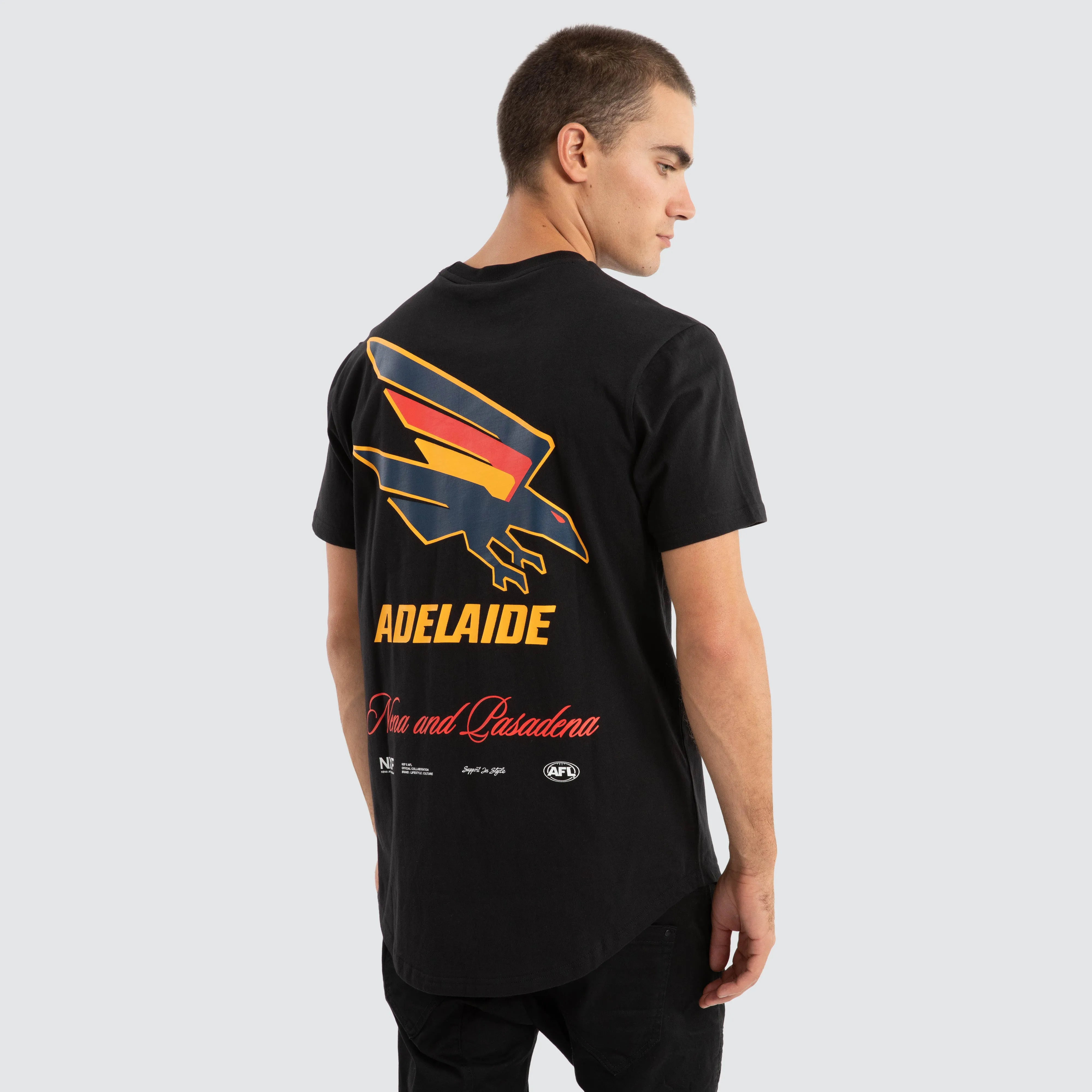 Adelaide Crows AFL Prime Tee Jet Black sold by Nena and Pasadena