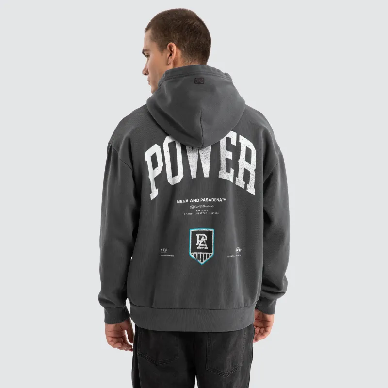Port Adelaide Power AFL Vintage Hoodie Pigment Asphalt sold by Nena and Pasadena