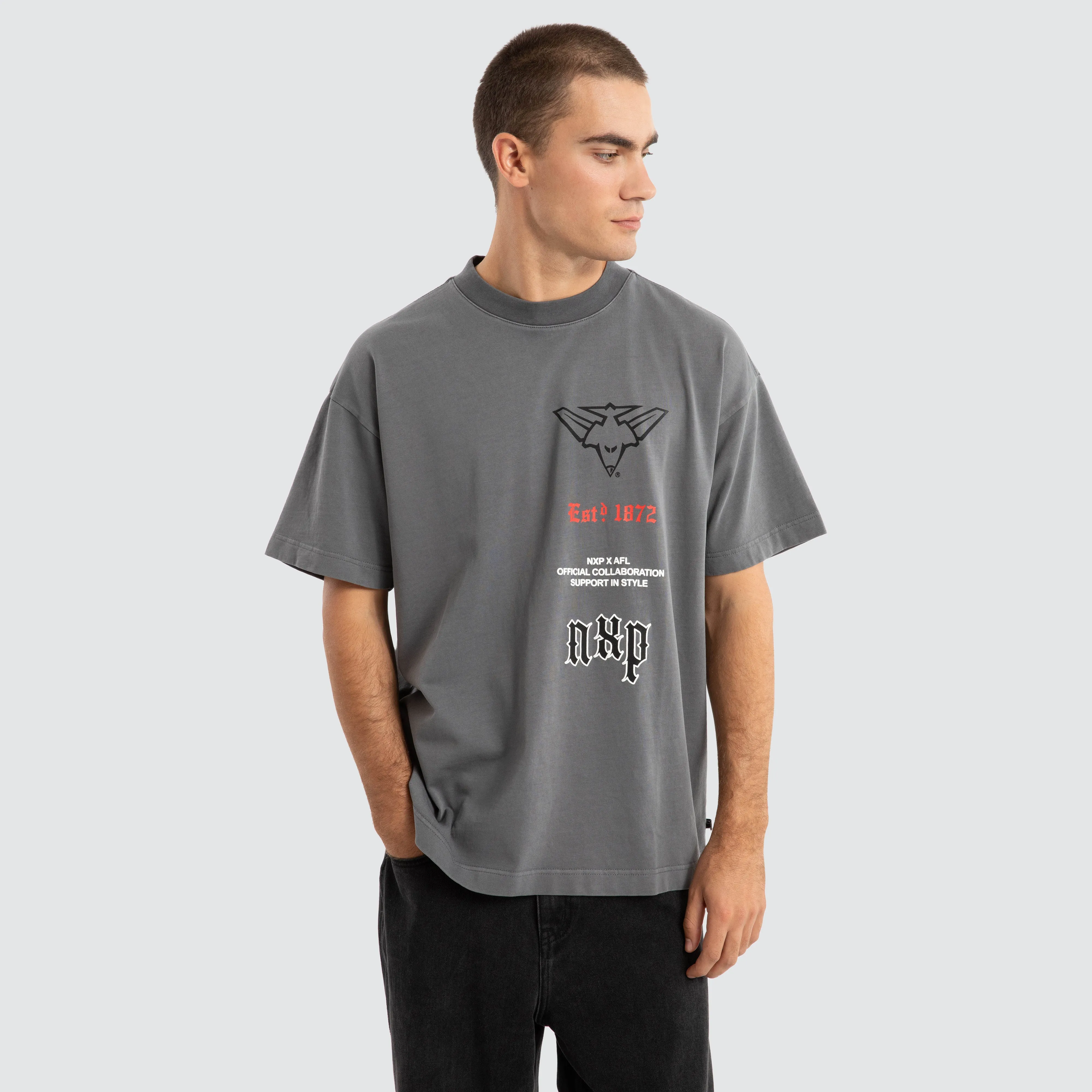 Essendon Bombers AFL Stack Tee Pigment Charcoal sold by Nena and Pasadena product image thumbnail 5