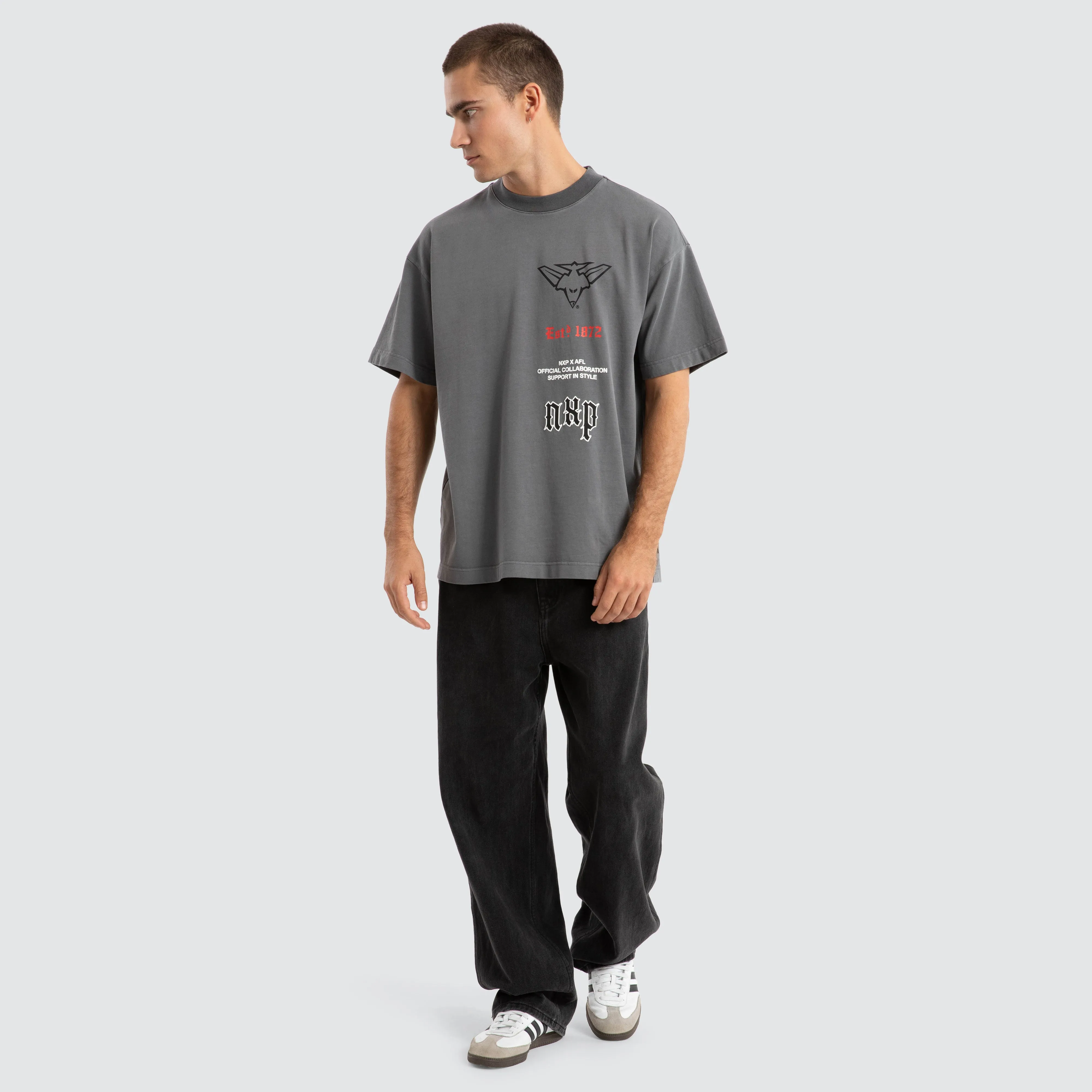 Essendon Bombers AFL Stack Tee Pigment Charcoal sold by Nena and Pasadena product image thumbnail 4