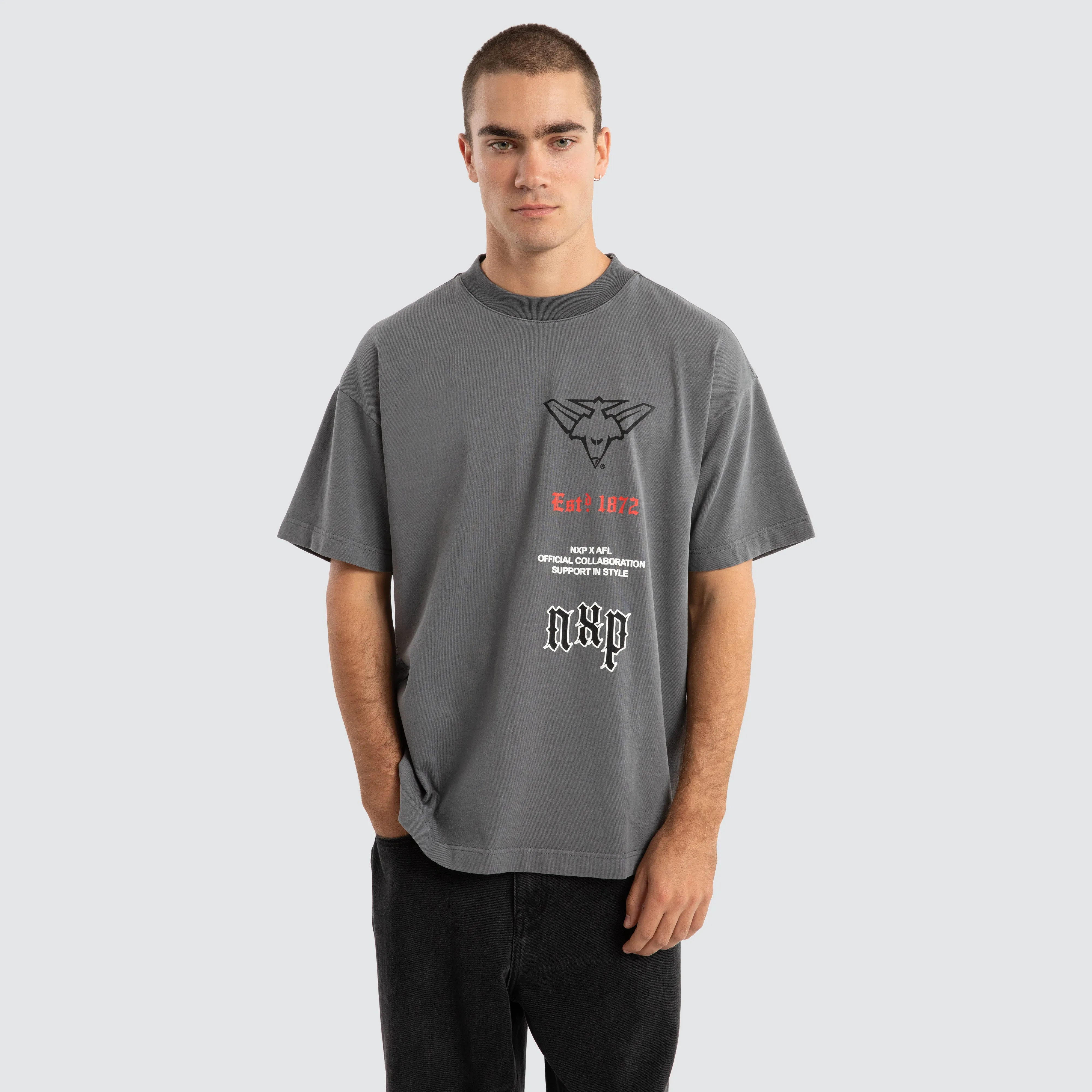 Essendon Bombers AFL Stack Tee Pigment Charcoal sold by Nena and Pasadena product image thumbnail 2