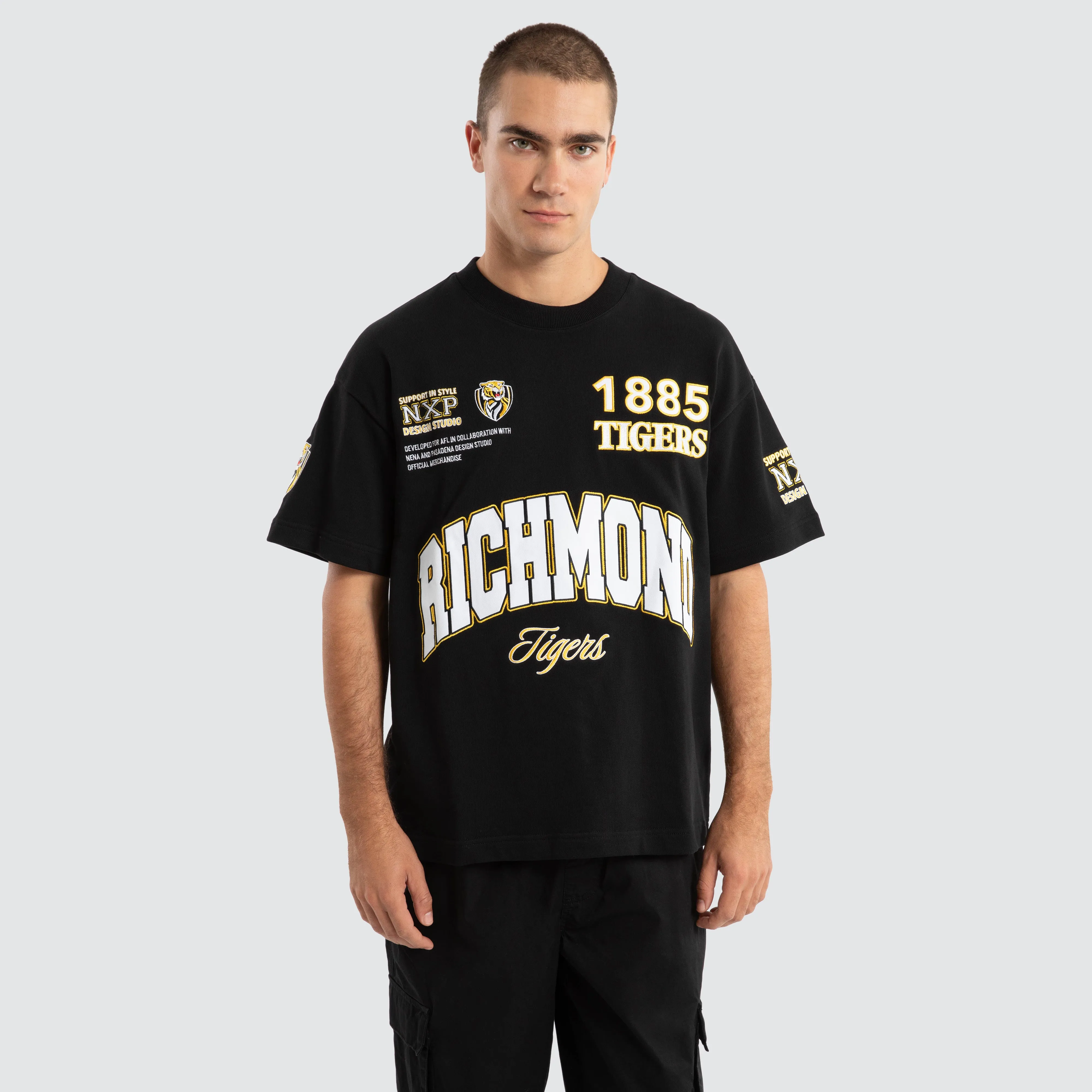 Richmond Tigers AFL Academy Tee Jet Black sold by Nena and Pasadena