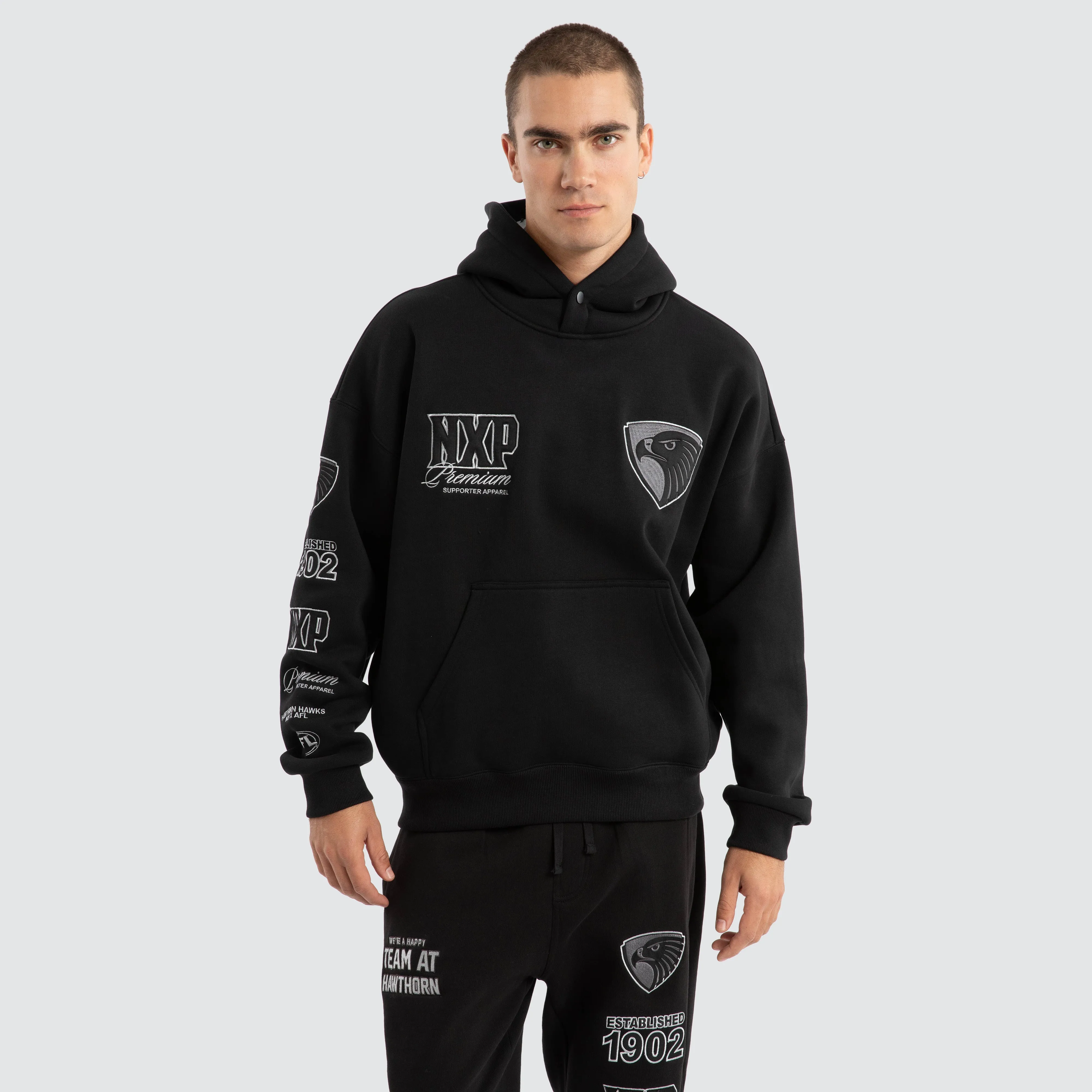 Hawthorn Hawks AFL Mono Hoodie Jet Black sold by Nena and Pasadena product image thumbnail 2