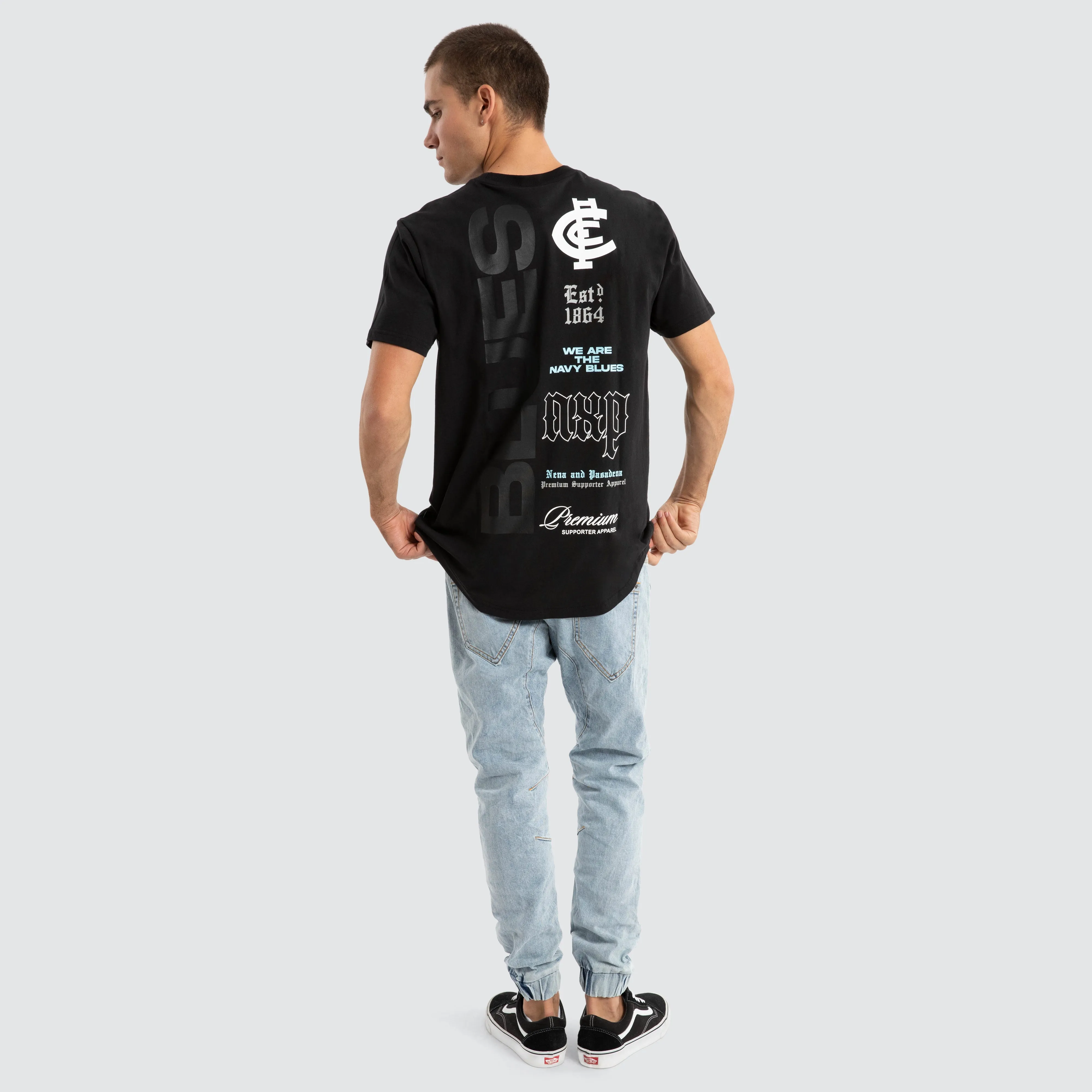 Carlton Blues AFL Vert Tee Jet Black sold by Nena and Pasadena product image thumbnail 5