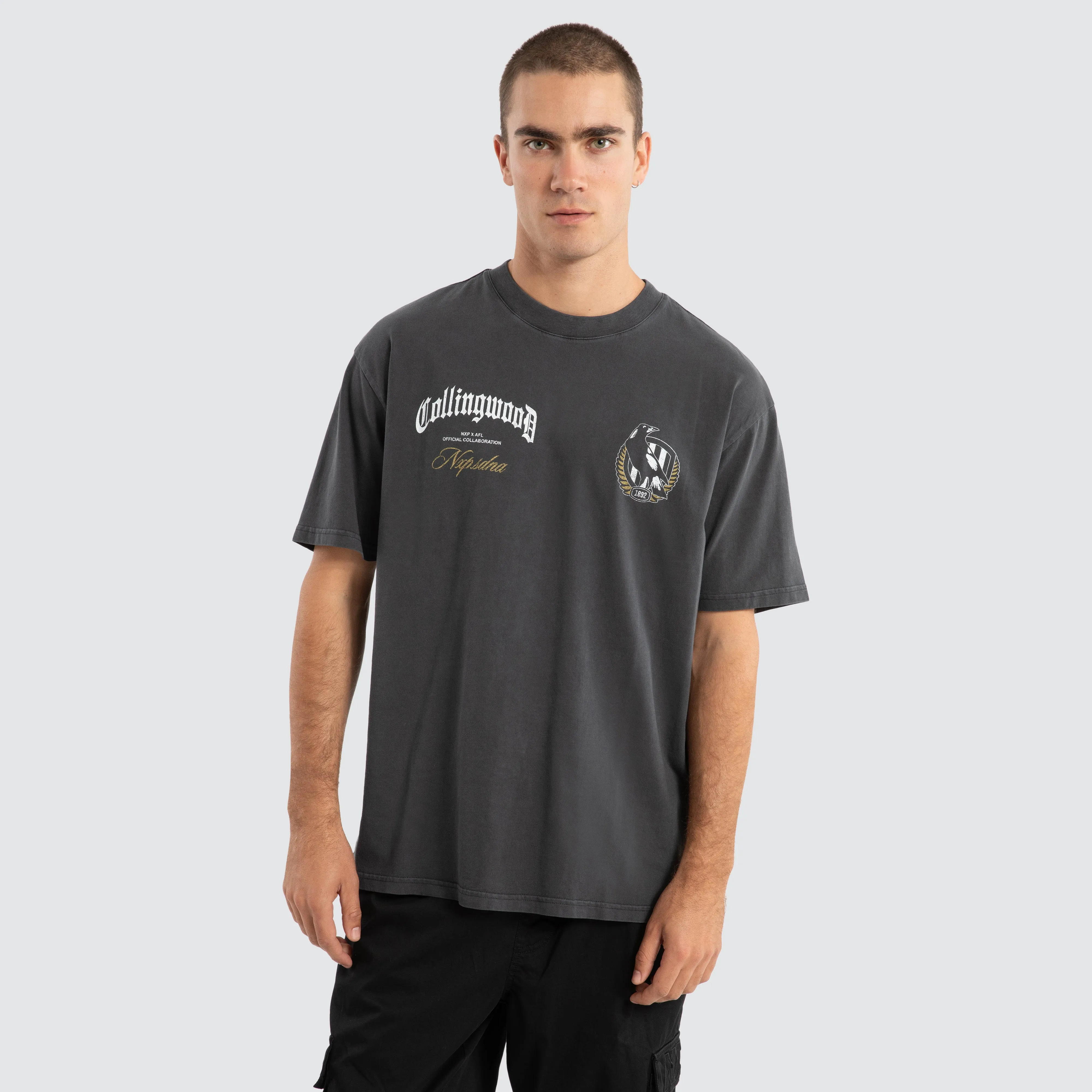 Collingwood Magpies AFL Vintage Goth Tee Pigment Asphalt sold by Nena and Pasadena product image thumbnail 2