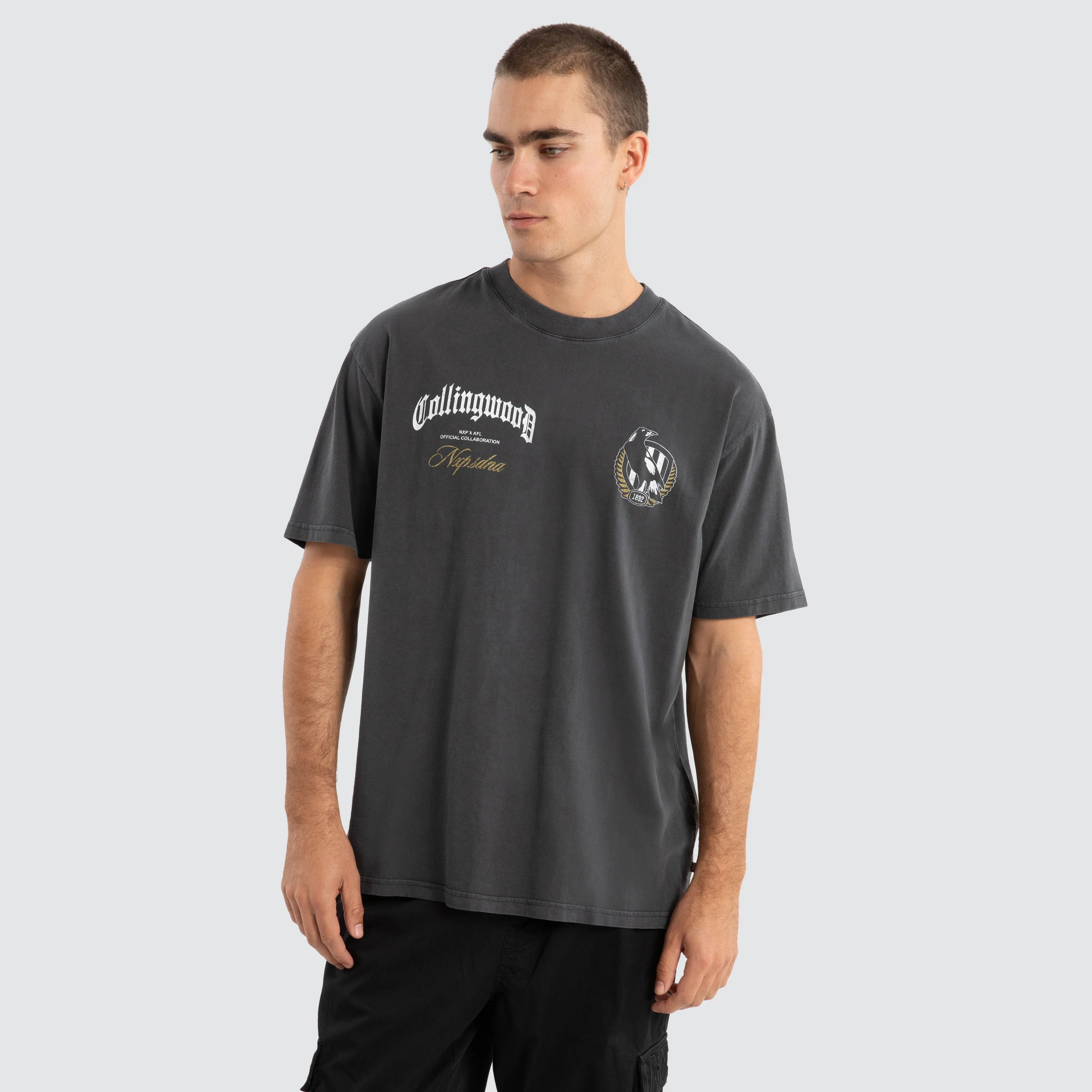 Collingwood Magpies AFL Vintage Goth Tee Pigment Asphalt sold by Nena and Pasadena product image thumbnail 5