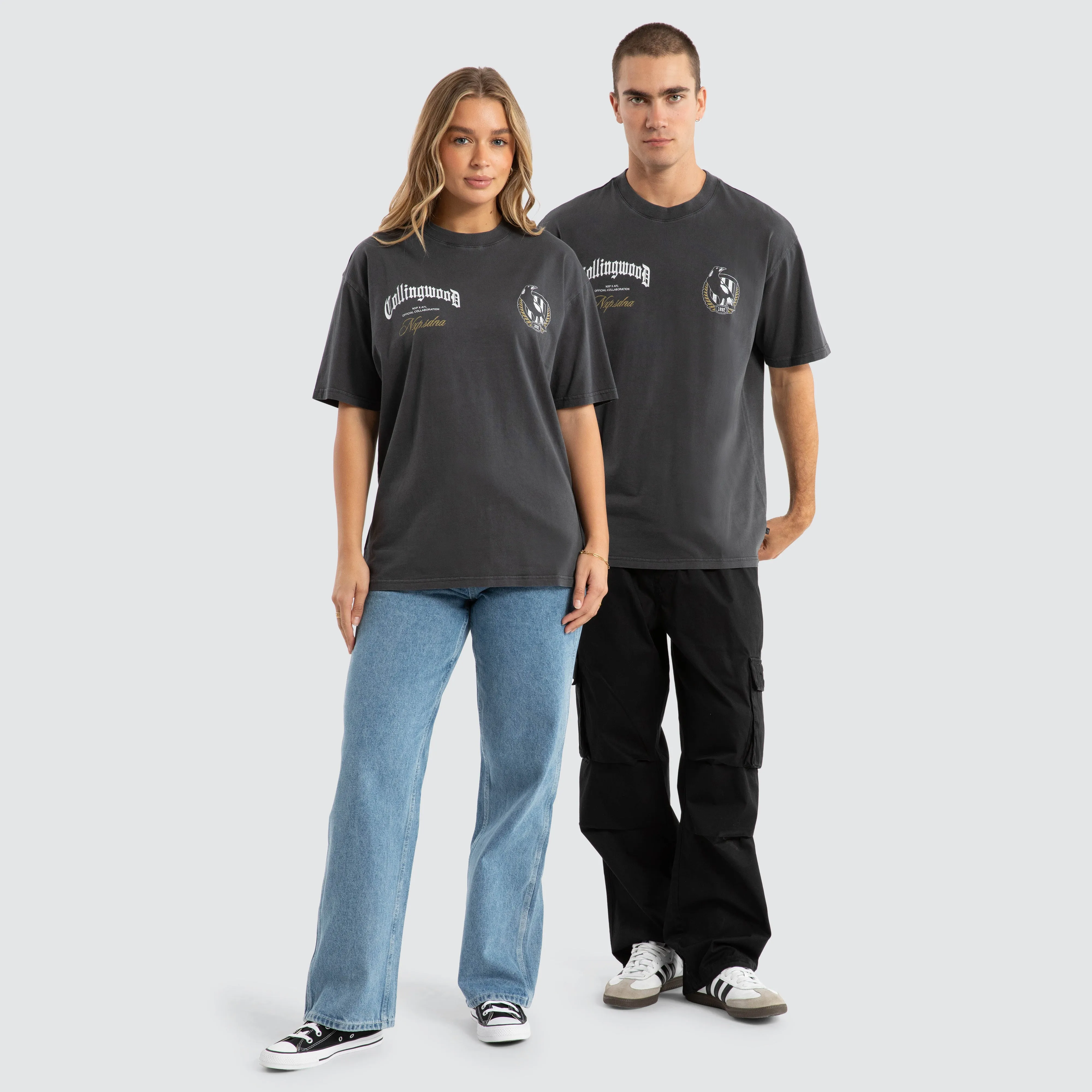 Collingwood Magpies AFL Vintage Goth Tee Pigment Asphalt sold by Nena and Pasadena product image thumbnail 3