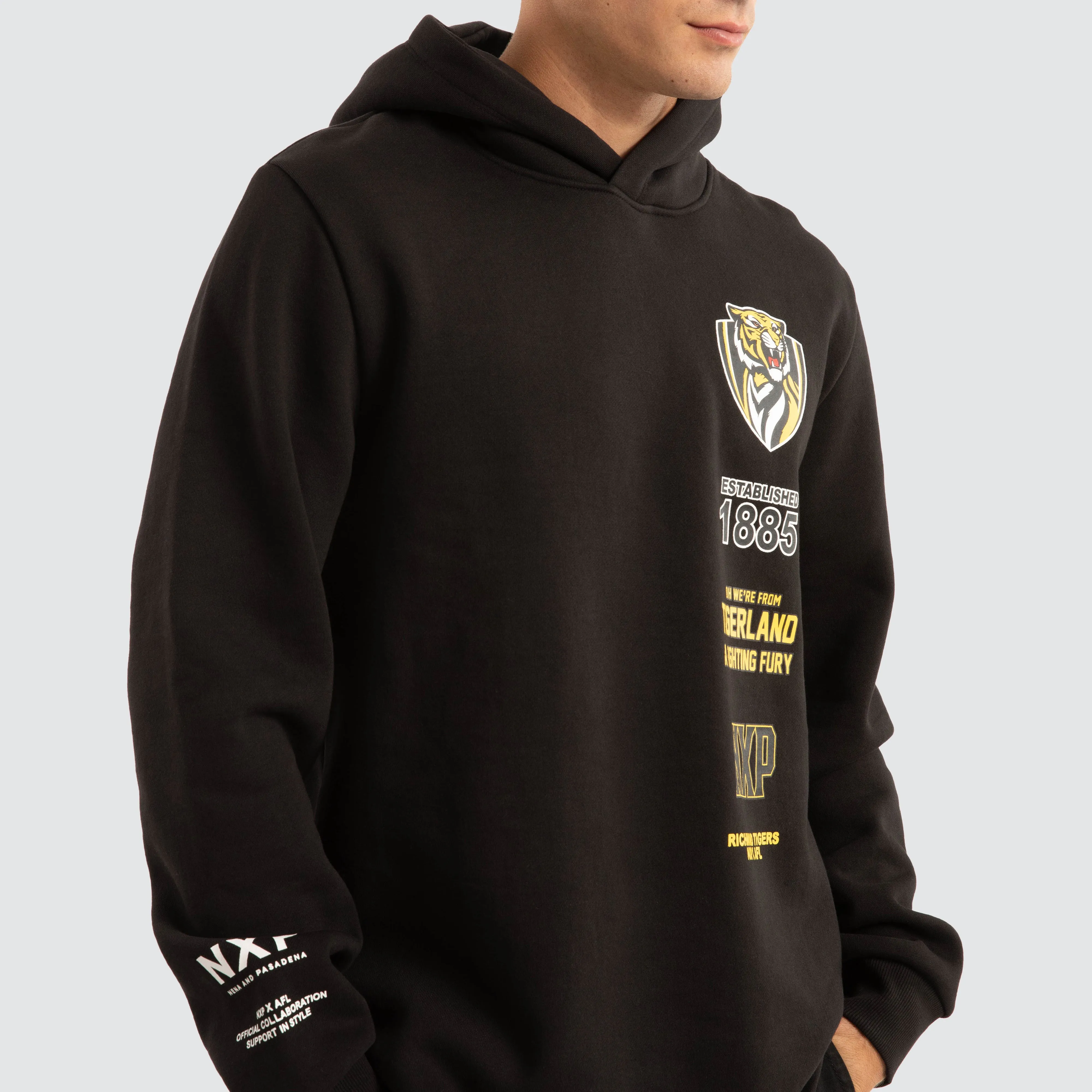 Richmond Tigers AFL Spine Hoodie Jet Black sold by Nena and Pasadena product image thumbnail 4