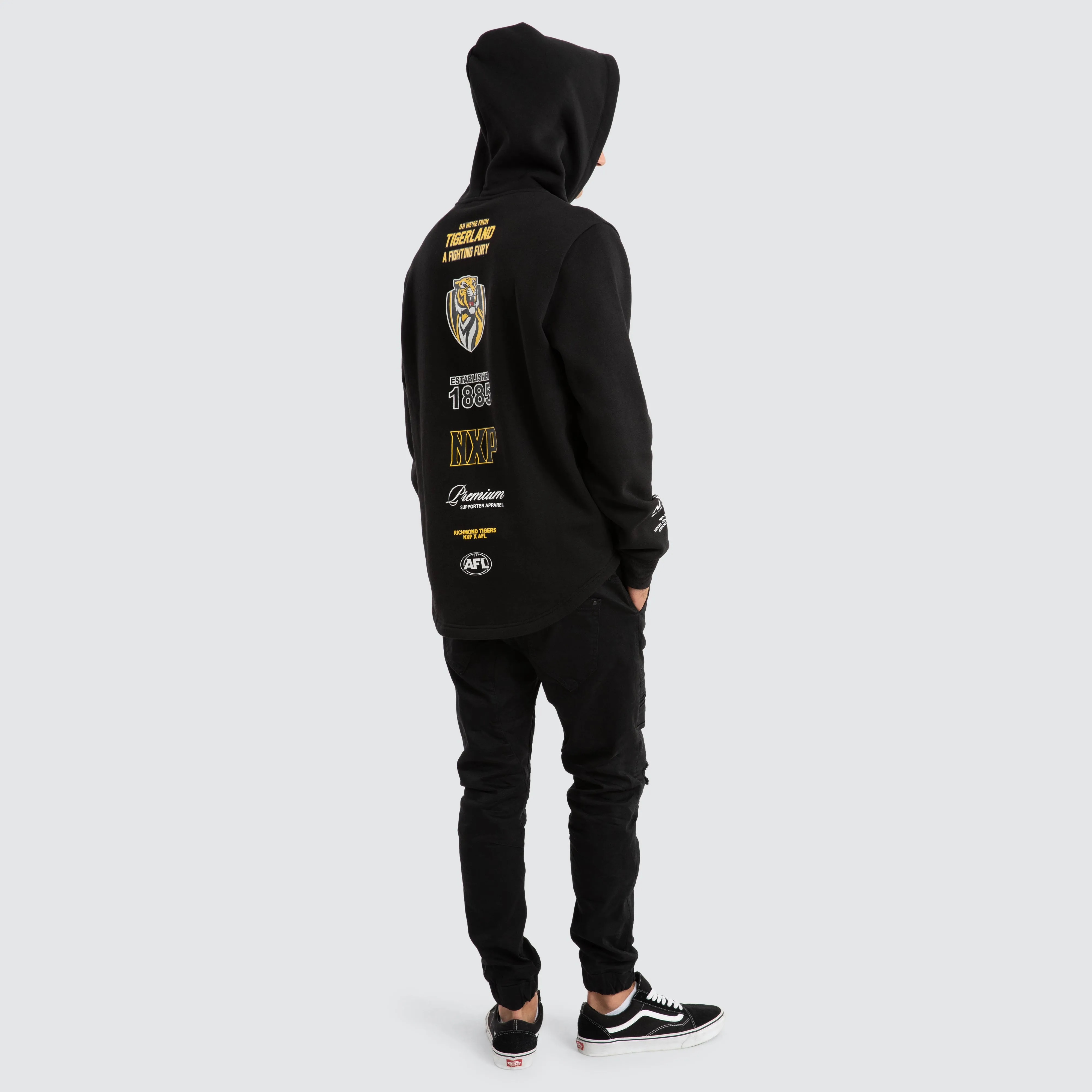 Richmond Tigers AFL Spine Hoodie Jet Black sold by Nena and Pasadena product image thumbnail 5