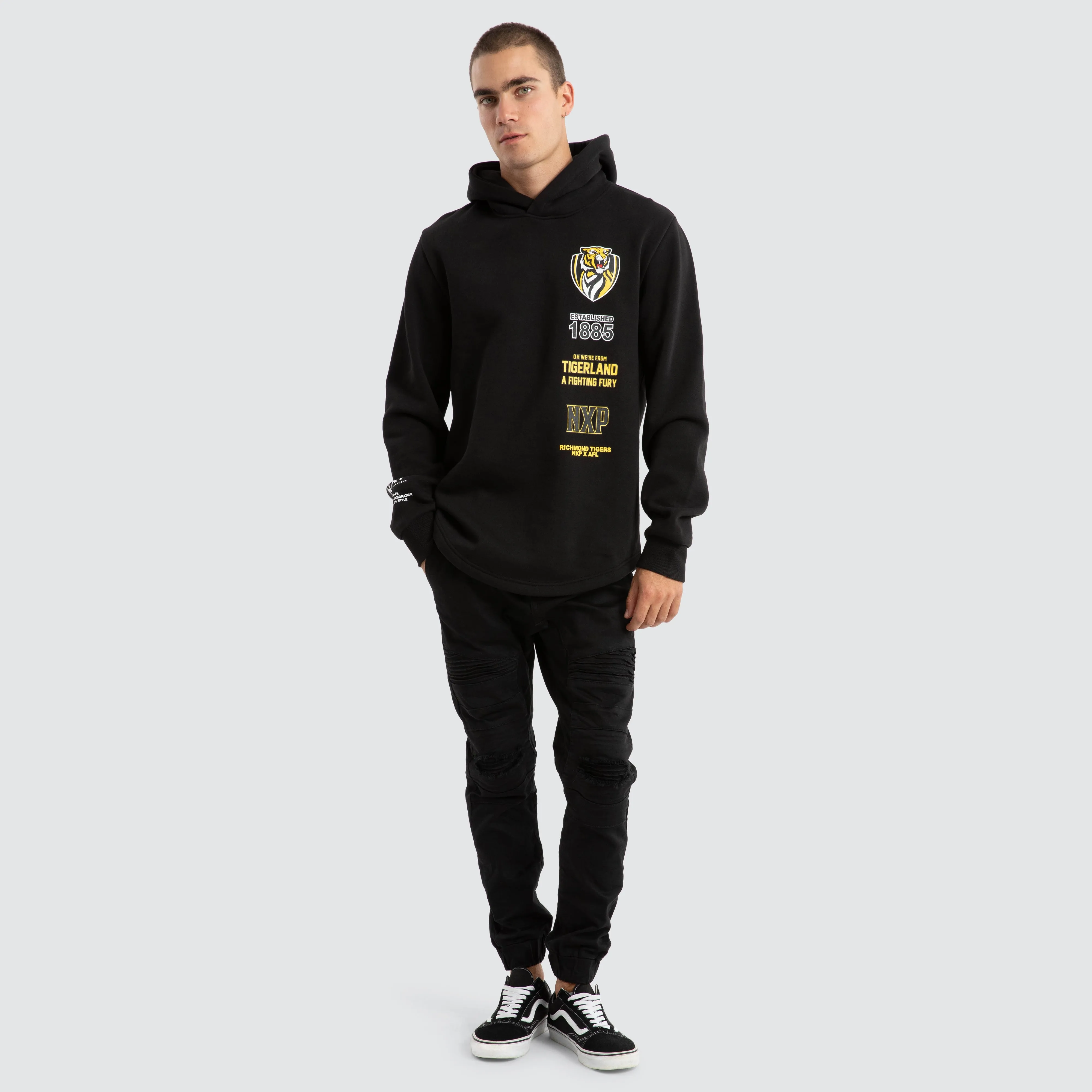 Richmond Tigers AFL Spine Hoodie Jet Black sold by Nena and Pasadena product image thumbnail 2