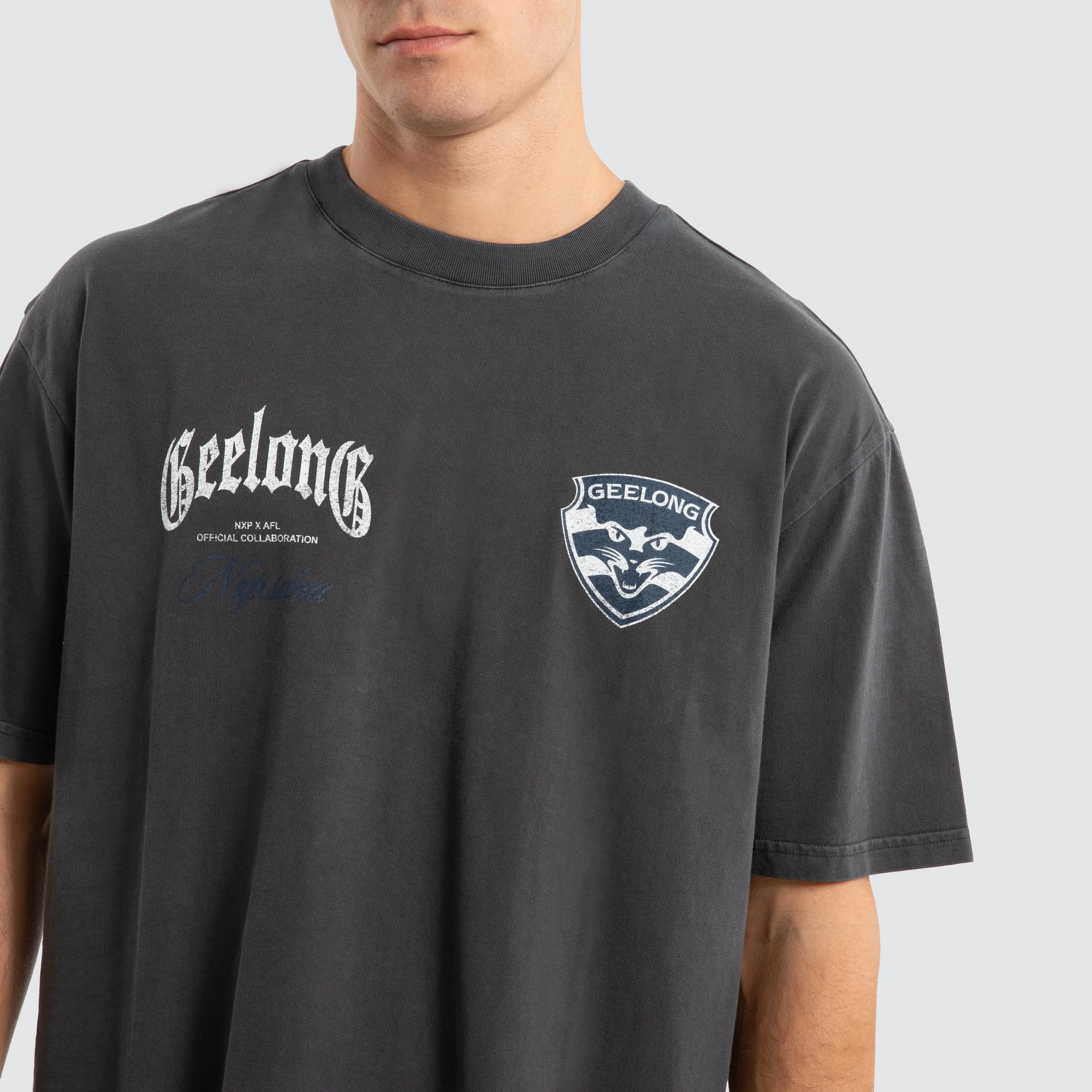 Geelong Cats AFL Vintage Goth Tee Pigment Asphalt sold by Nena and Pasadena product image thumbnail 3