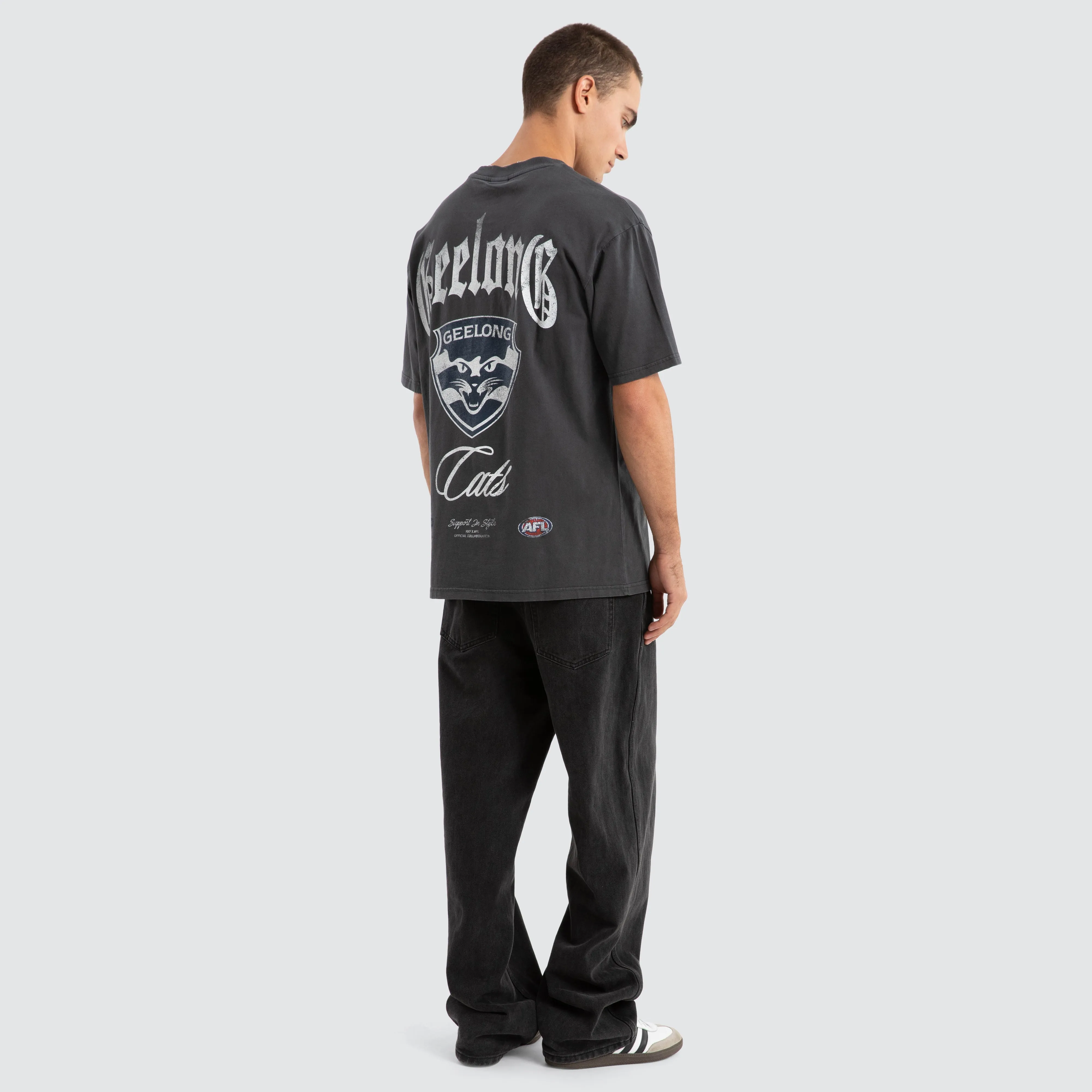 Geelong Cats AFL Vintage Goth Tee Pigment Asphalt sold by Nena and Pasadena product image thumbnail 5