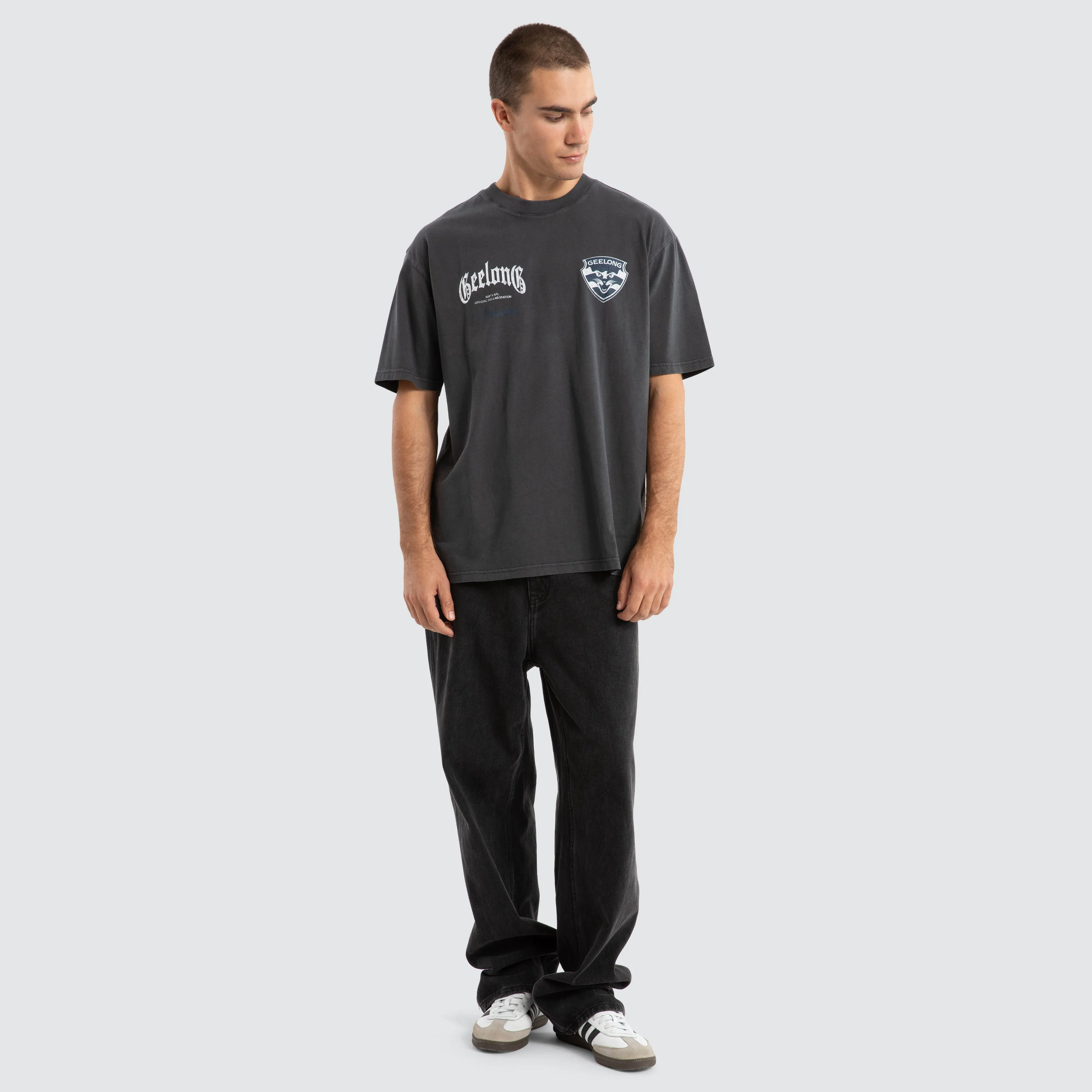 Geelong Cats AFL Vintage Goth Tee Pigment Asphalt sold by Nena and Pasadena product image thumbnail 2