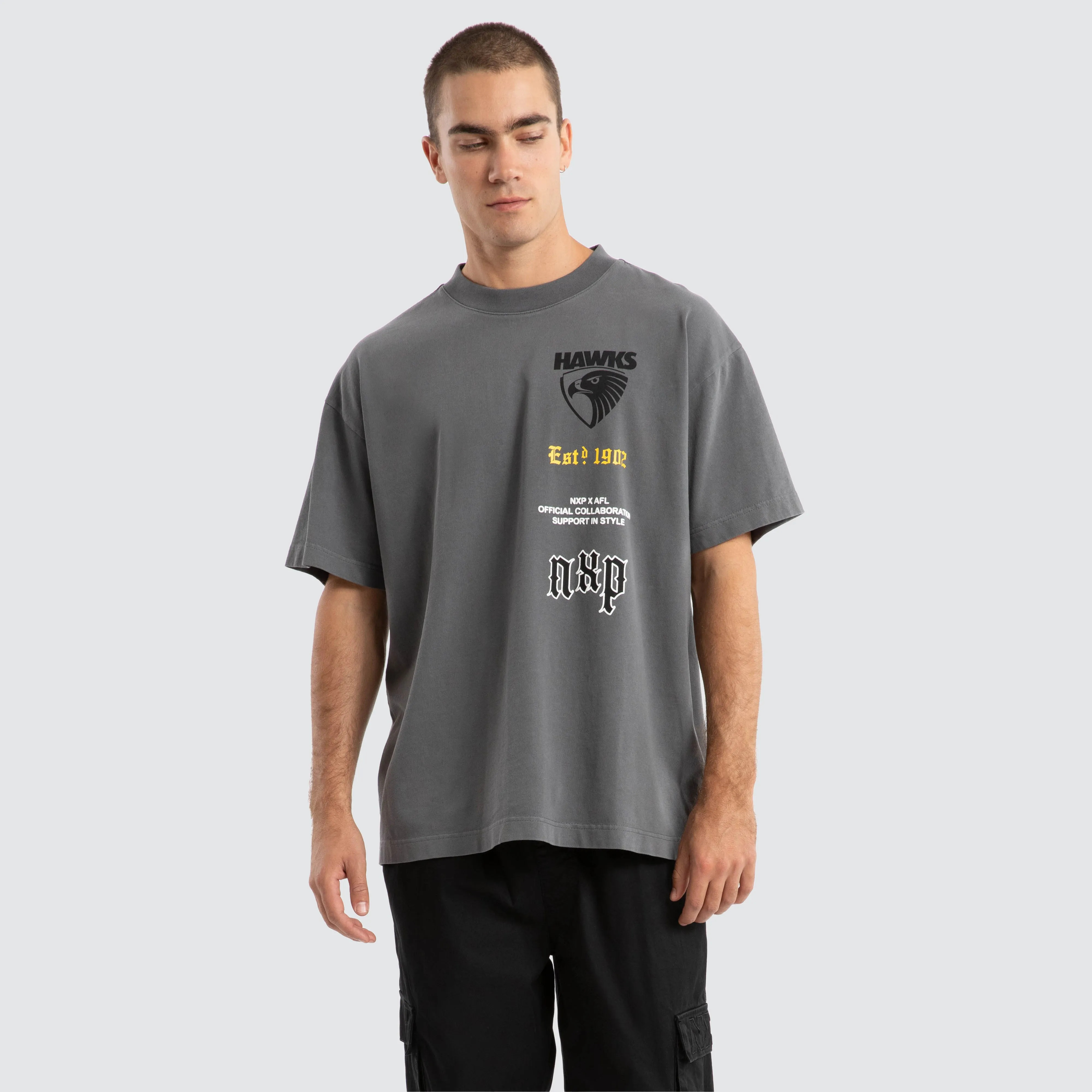 Hawthorn Hawks AFL Stack Tee Pigment Charcoal sold by Nena and Pasadena product image thumbnail 2