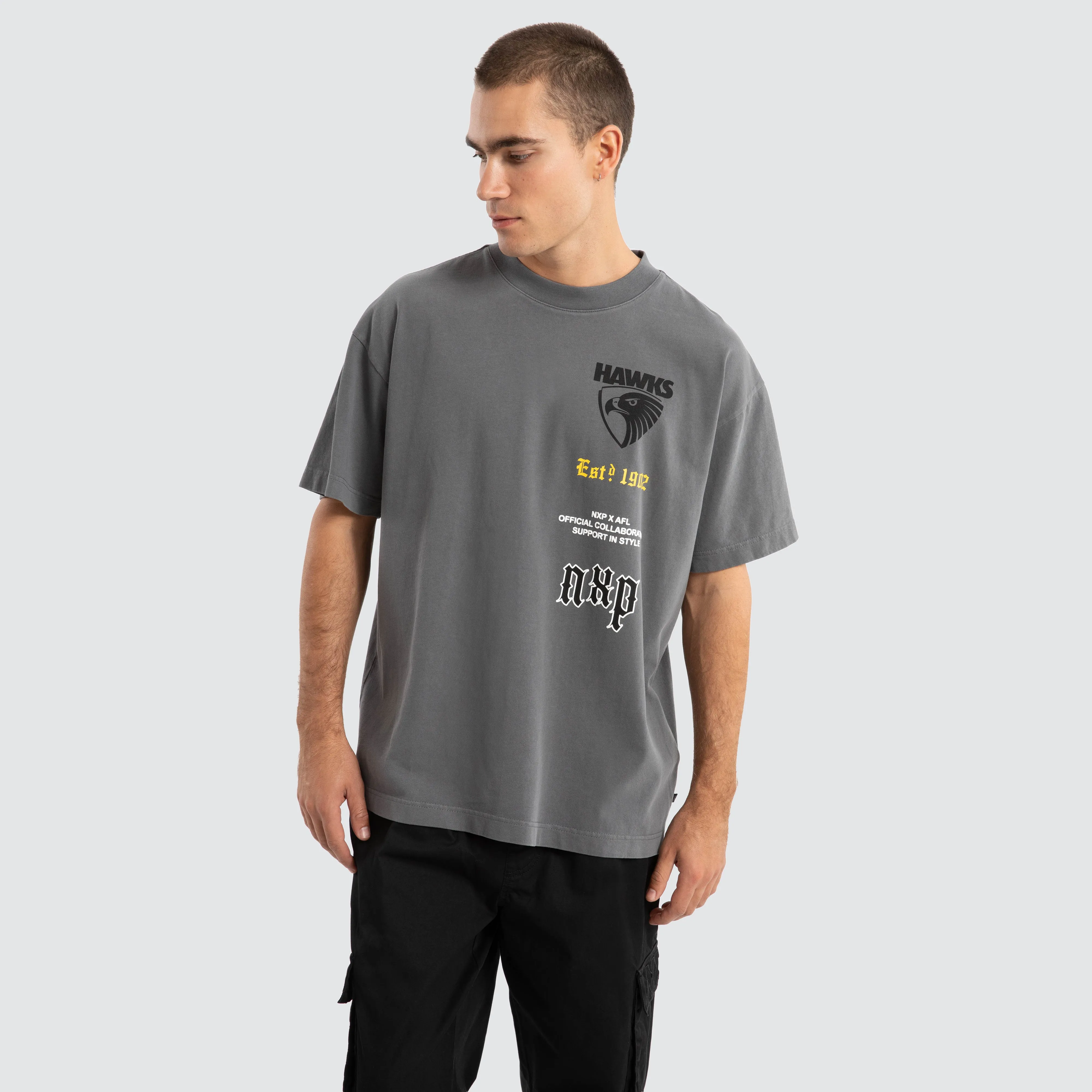 Hawthorn Hawks AFL Stack Tee Pigment Charcoal sold by Nena and Pasadena product image thumbnail 5