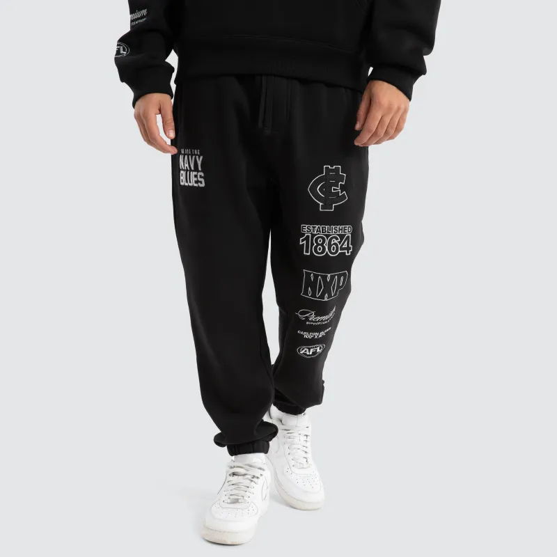 Carlton Blues AFL Mono Trackpants Jet Black sold by Nena and Pasadena