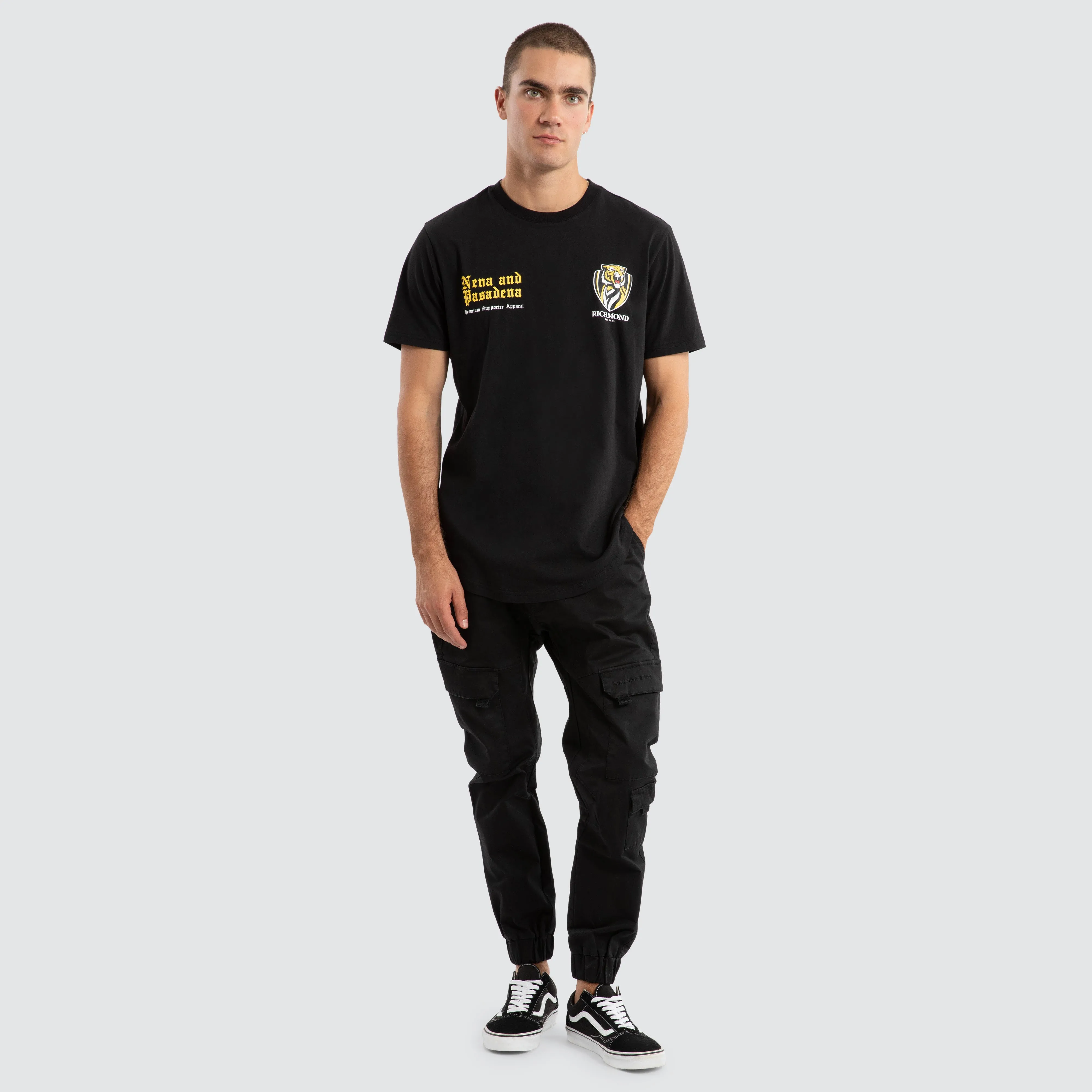 Richmond Tigers AFL Vert Tee Jet Black sold by Nena and Pasadena product image thumbnail 2