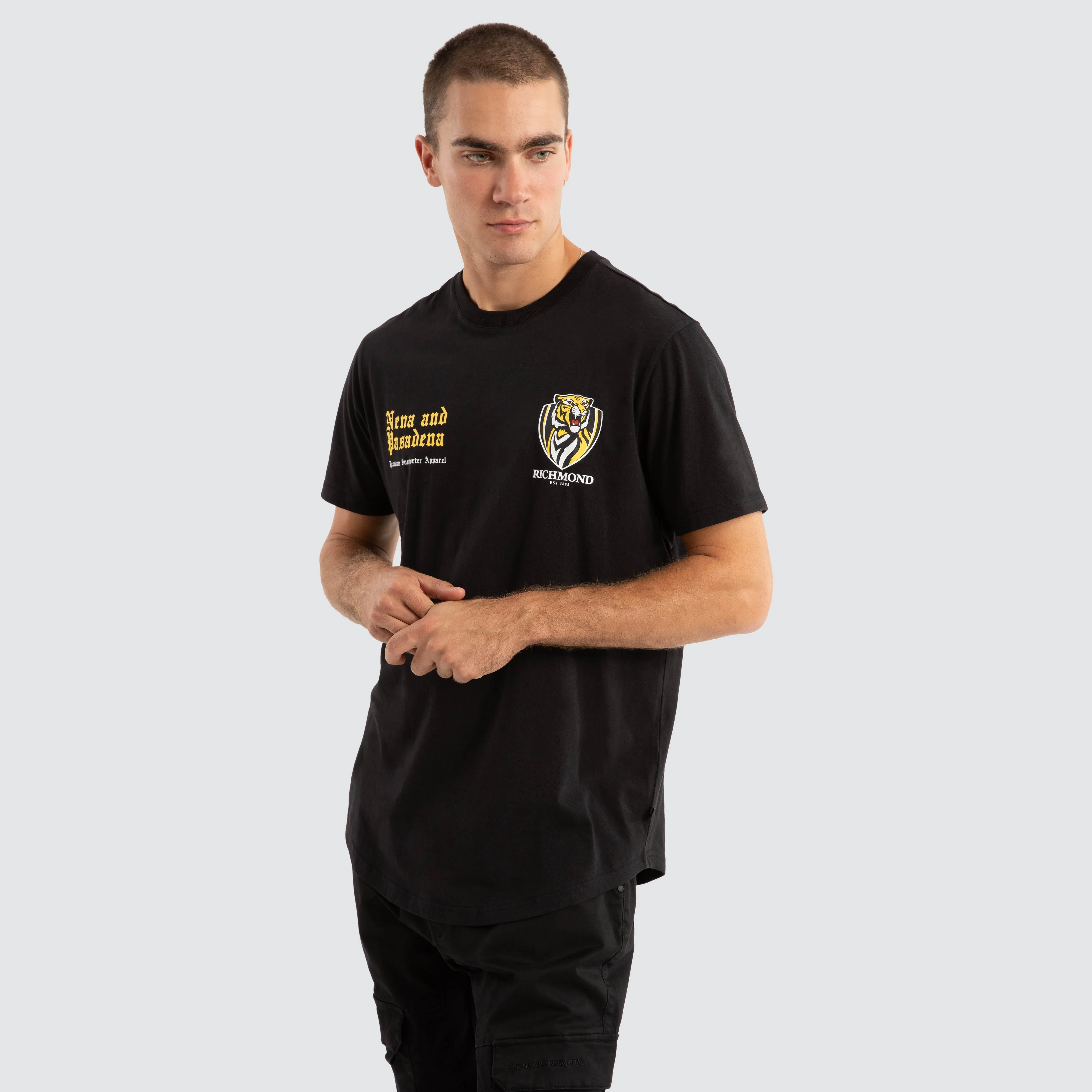 Richmond Tigers AFL Vert Tee Jet Black sold by Nena and Pasadena product image thumbnail 4