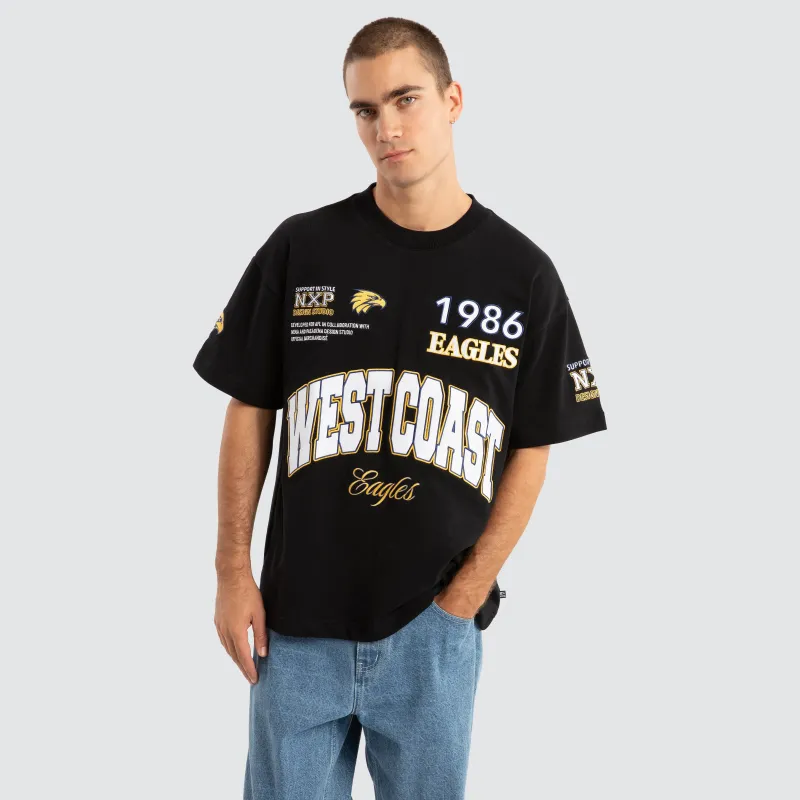 West Coast Eagles AFL Academy Tee Jet Black sold by Nena and Pasadena