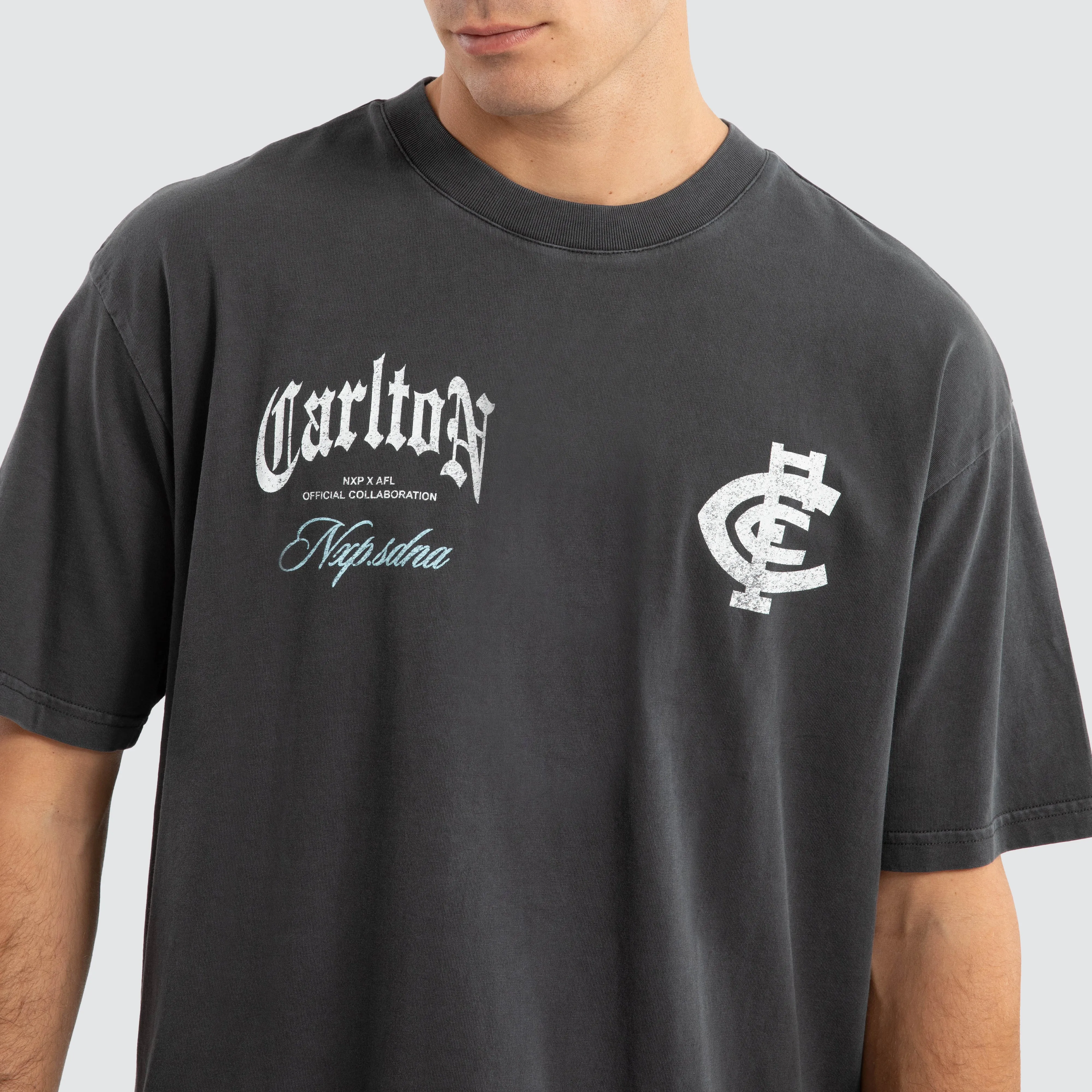 Carlton Blues AFL Vintage Goth Tee Pigment Asphalt sold by Nena and Pasadena product image thumbnail 4