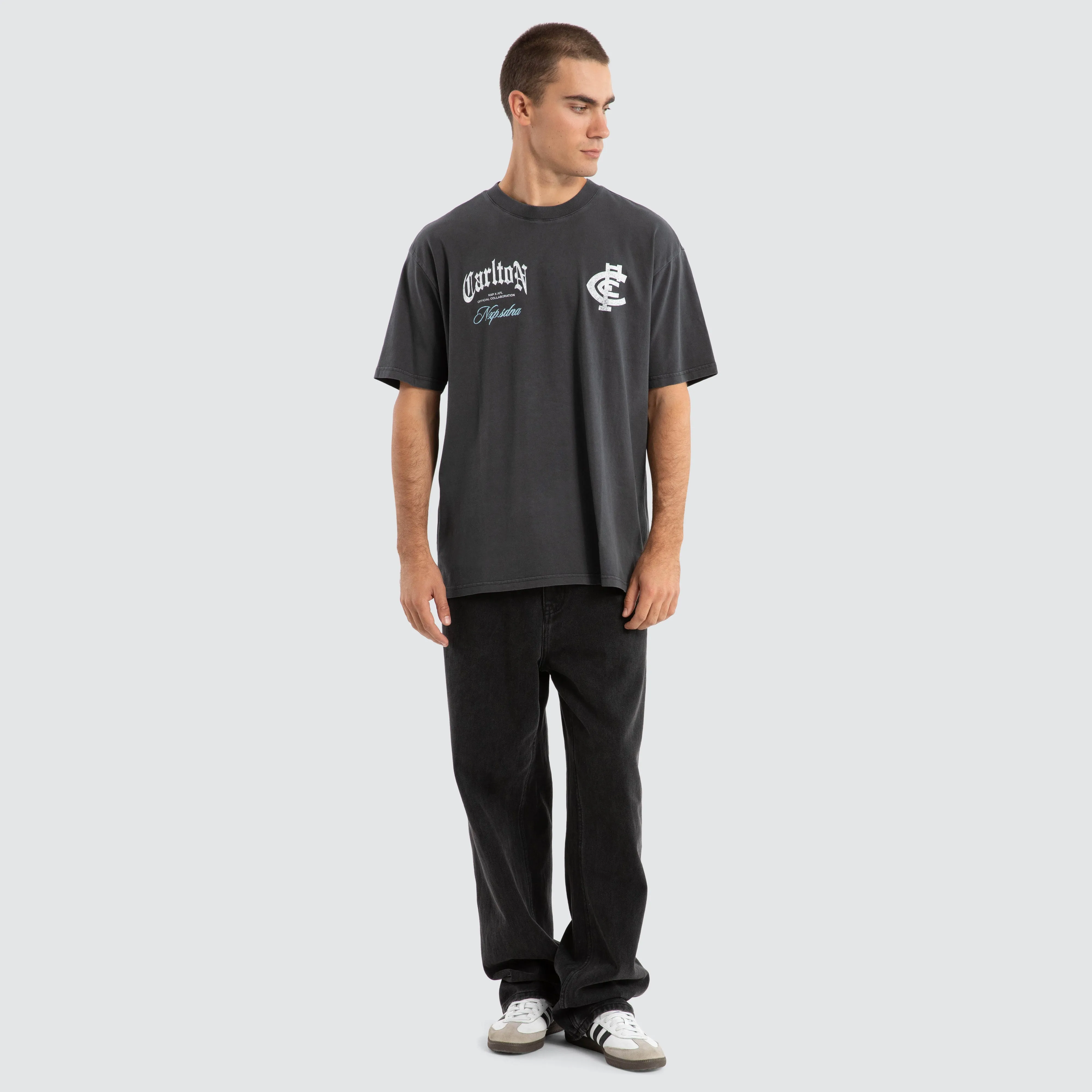 Carlton Blues AFL Vintage Goth Tee Pigment Asphalt sold by Nena and Pasadena product image thumbnail 2