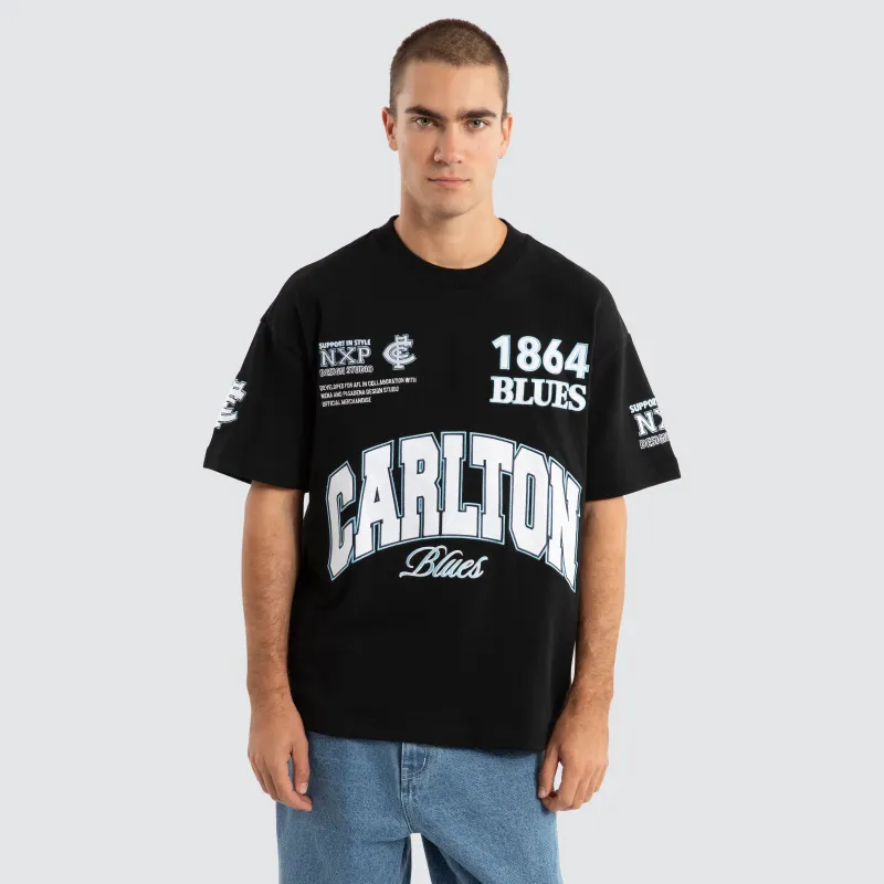 Carlton Blues AFL Academy Tee Jet Black sold by Nena and Pasadena