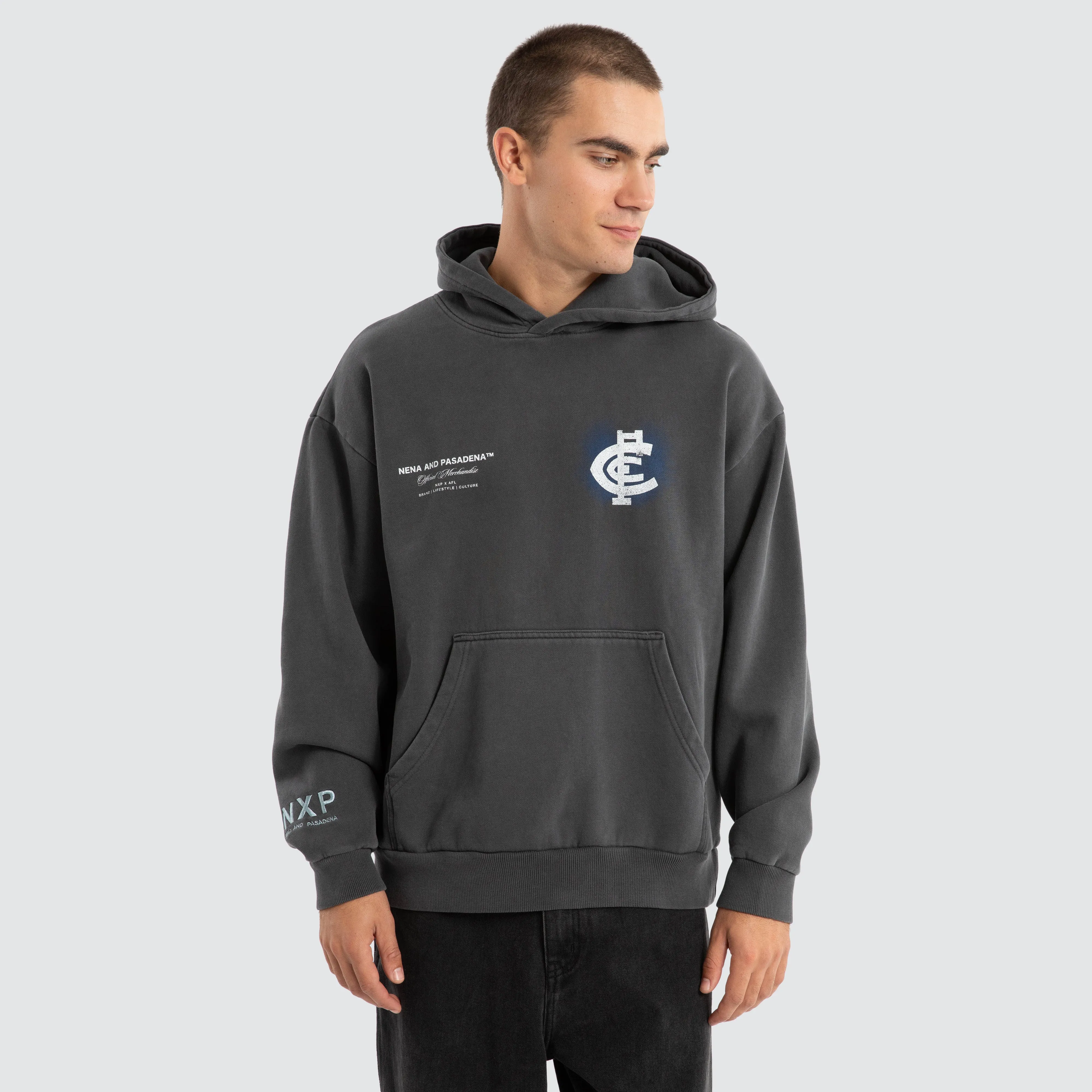 Carlton Blues AFL Vintage Hoodie Pigment Asphalt sold by Nena and Pasadena product image thumbnail 3
