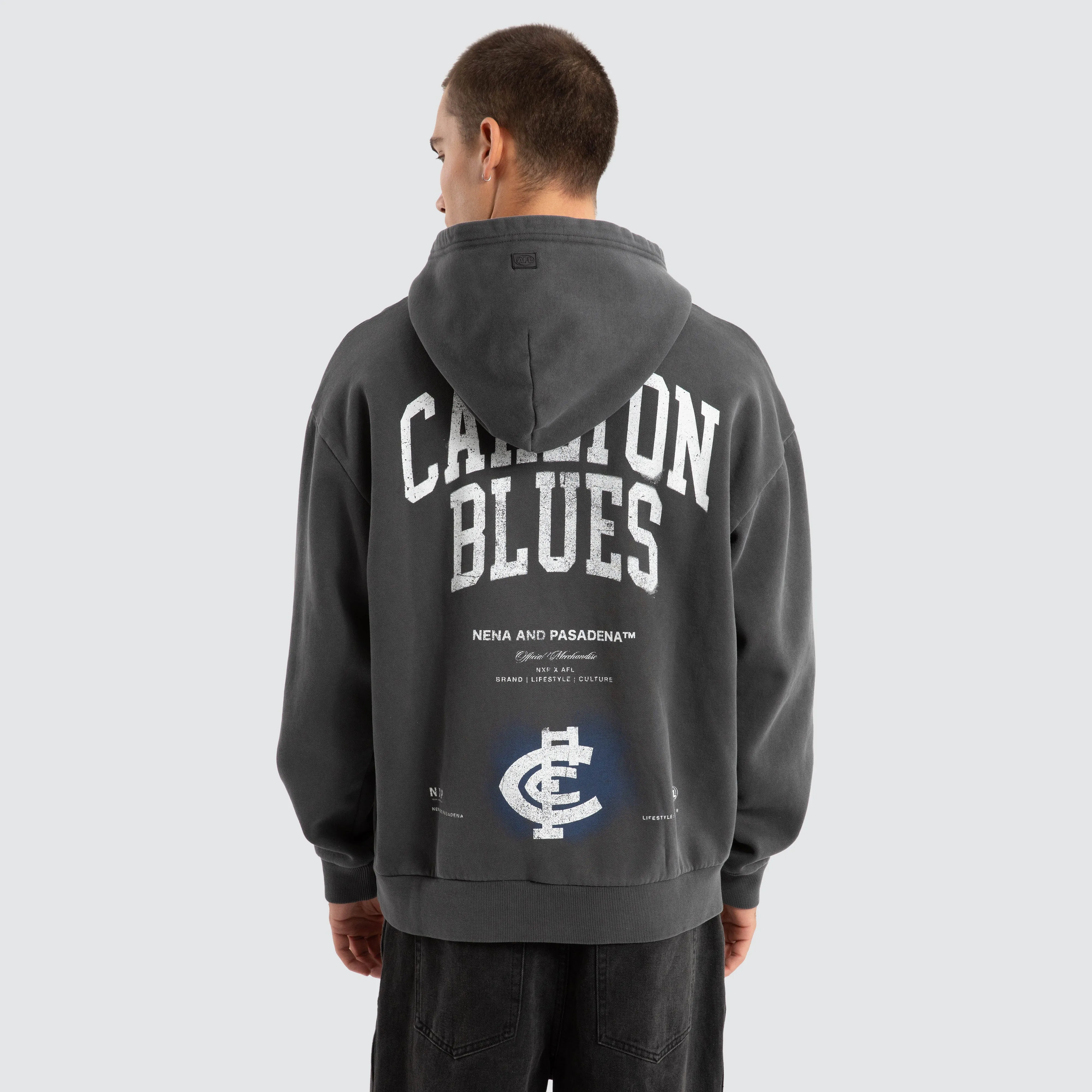 Carlton Blues AFL Vintage Hoodie Pigment Asphalt sold by Nena and Pasadena