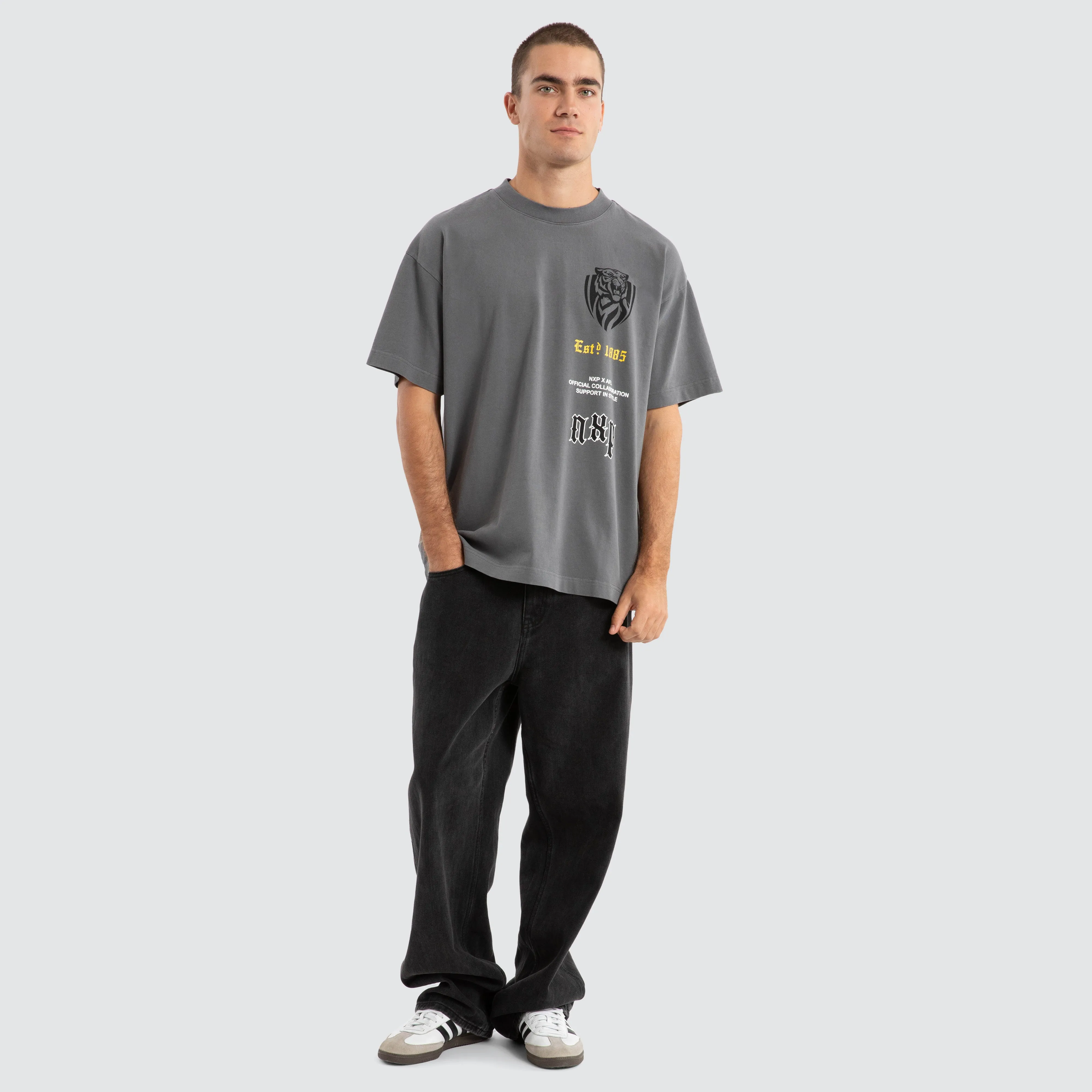 Richmond Tigers AFL Stack Tee Pigment Charcoal sold by Nena and Pasadena product image thumbnail 4