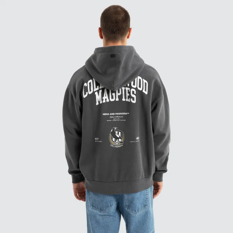 Collingwood Magpies AFL Vintage Hoodie Pigment Asphalt sold by Nena and Pasadena