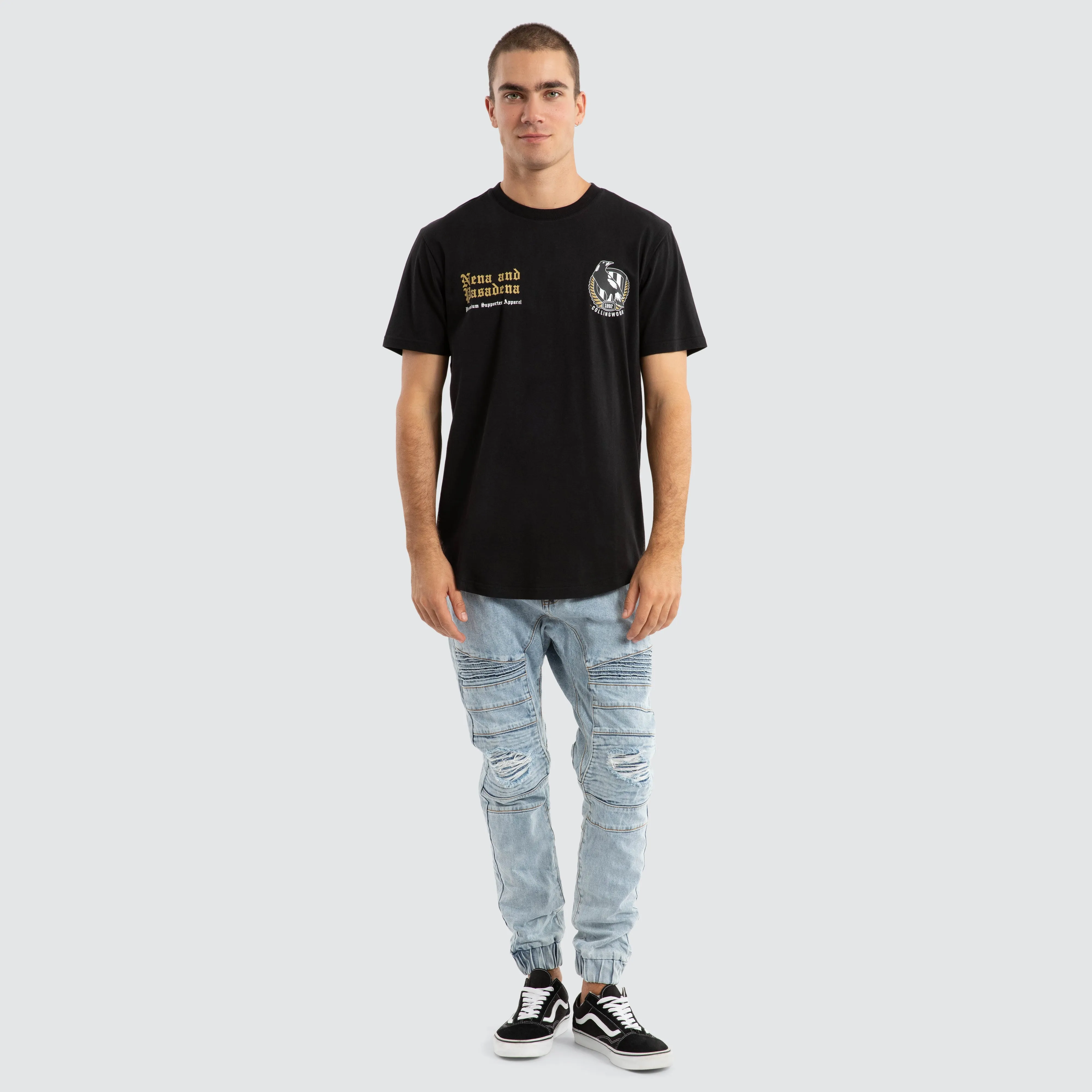 Collingwood Magpies AFL Vert Tee Jet Black sold by Nena and Pasadena product image thumbnail 3