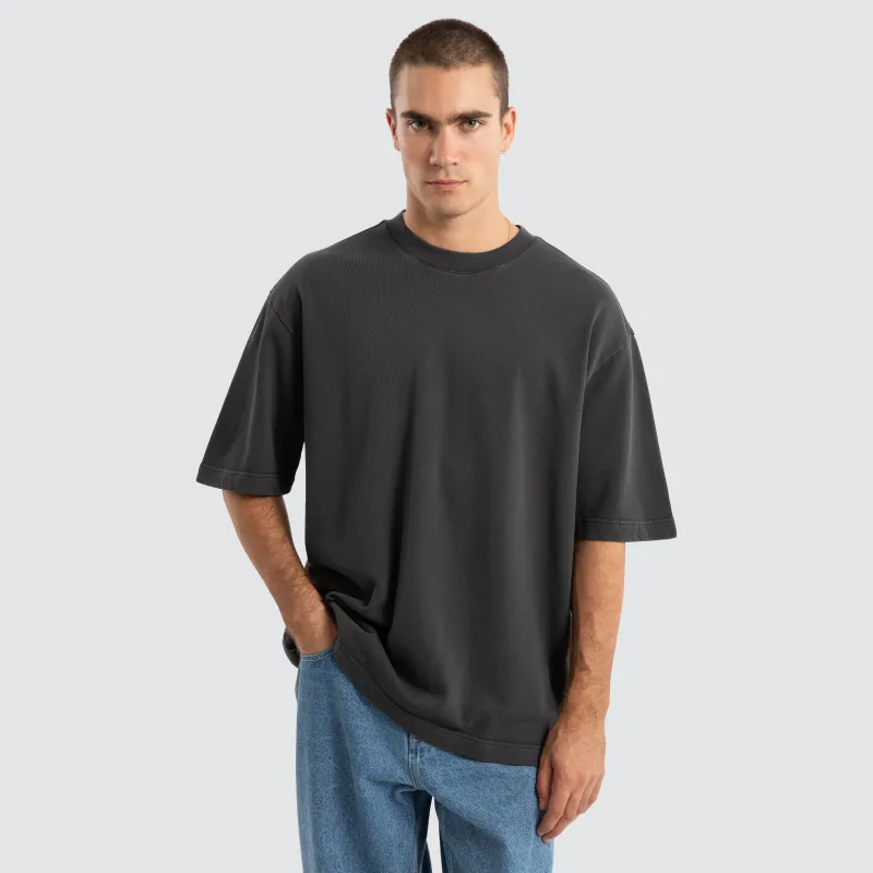 Estevan Oversized Loopback Tee Pigment Asphalt sold by Nena and Pasadena