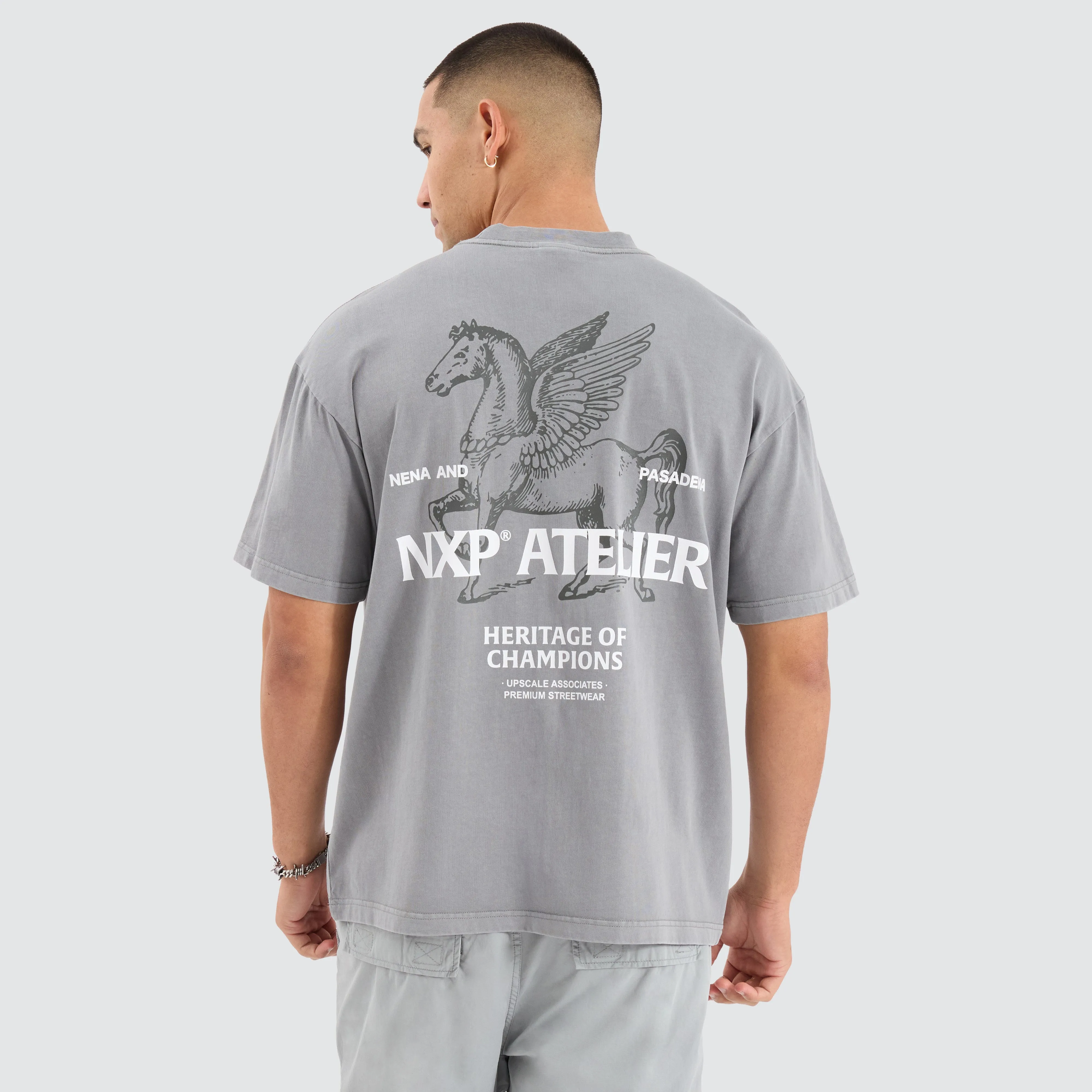 Heritage Raptor Tee Pigment Neutral Grey sold by Nena and Pasadena