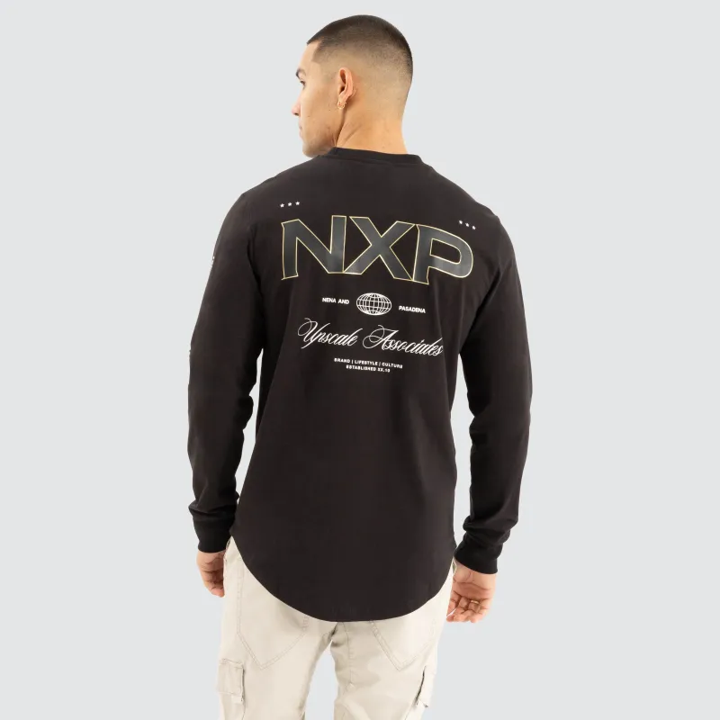 Dice Dual Curved LS Tee Jet Black sold by Nena and Pasadena