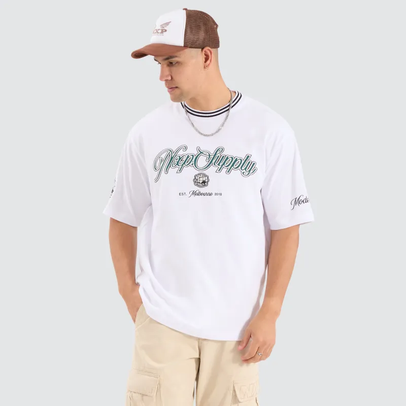 Anglo Oversized Tee Optical White sold by Nena and Pasadena