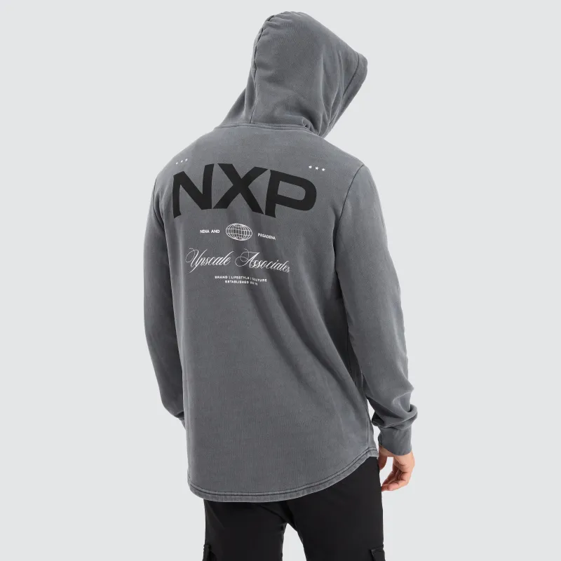 Duster Dual Curved Hoodie Pigment Charcoal sold by Nena and Pasadena