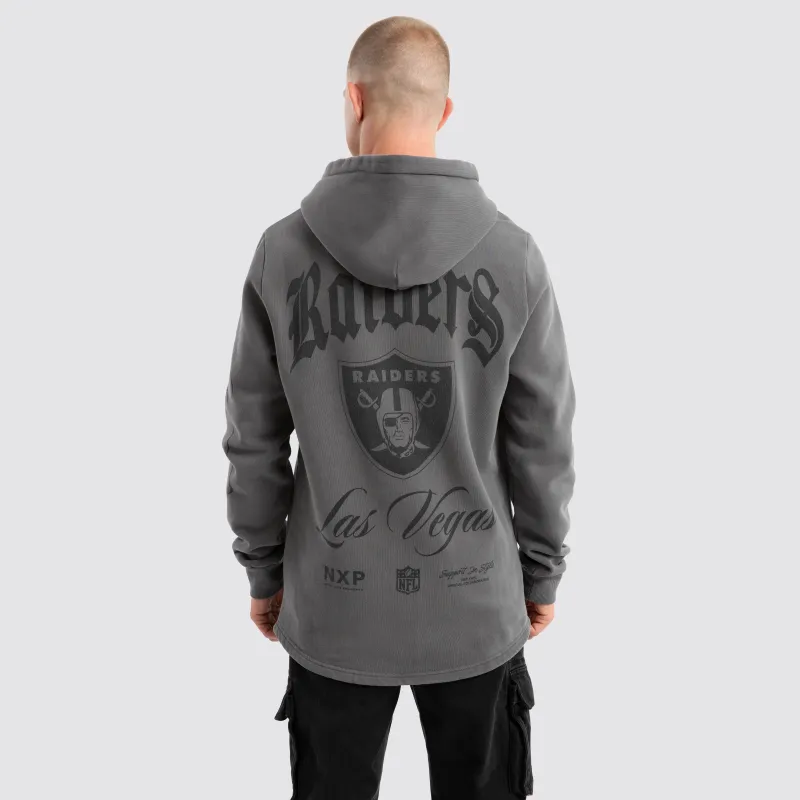 Las Vegas Raiders Defence Dual Curved Hoodie Pigment Charcoal sold by Nena and Pasadena