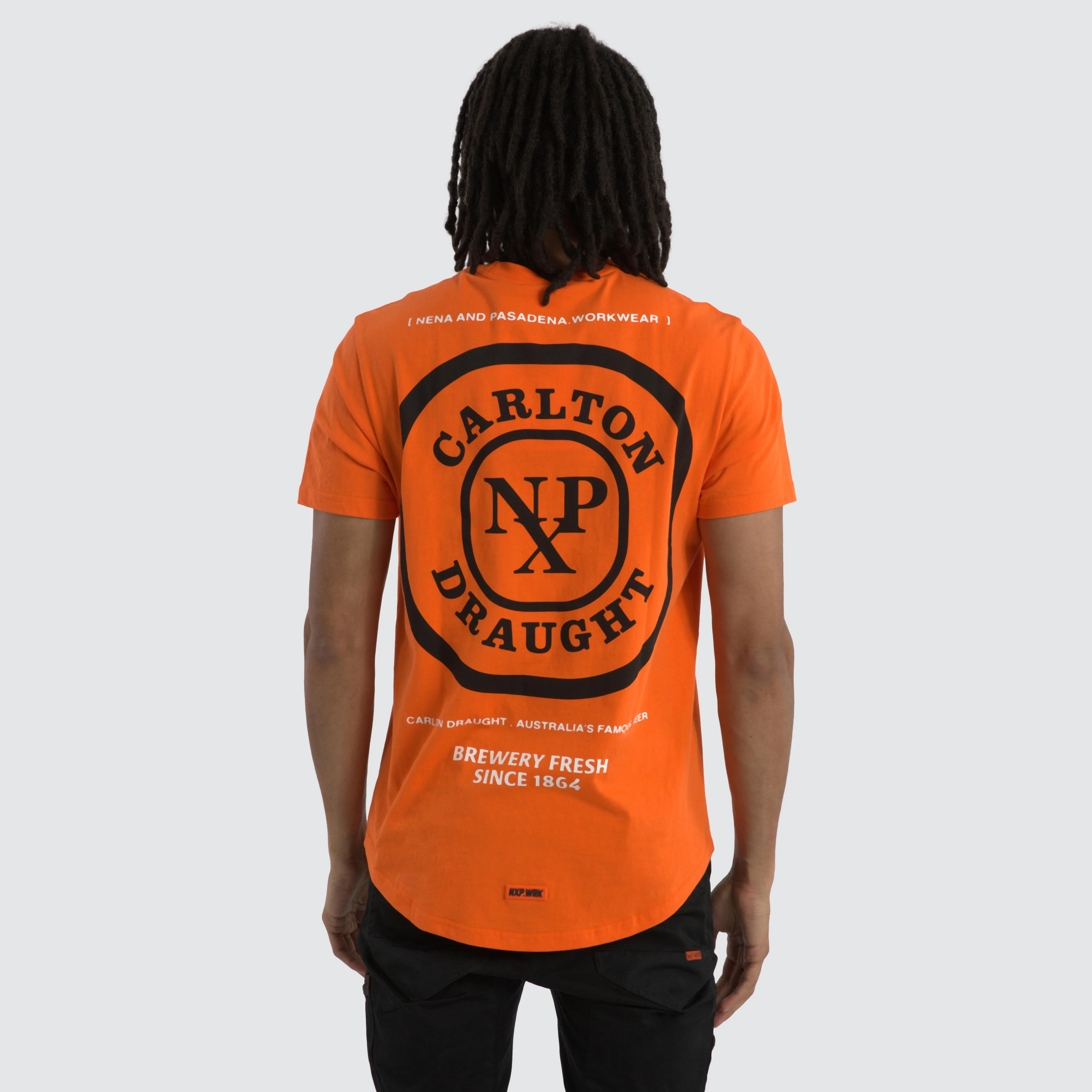 Carlton Draught Blueprint Work Tee Orange sold by Nena and Pasadena