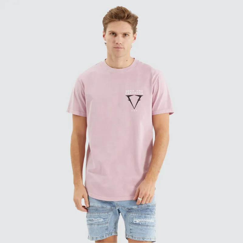 Data Dual Curved Tee Pigment Pink sold by Nena and Pasadena