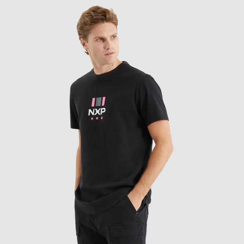 Line Dual Curved Tee Jet Black sold by Nena and Pasadena